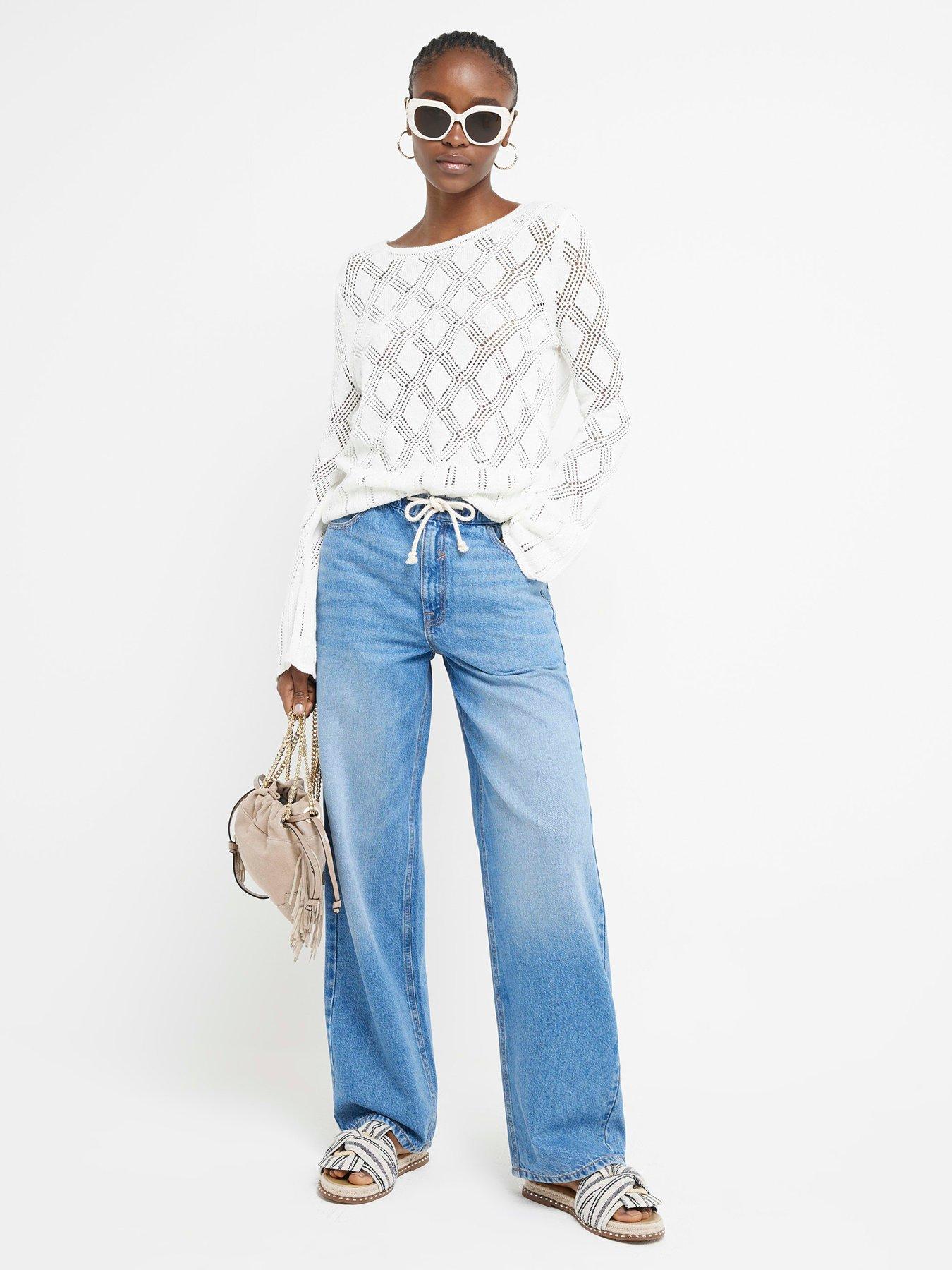 Tie Detail Crochet Top White