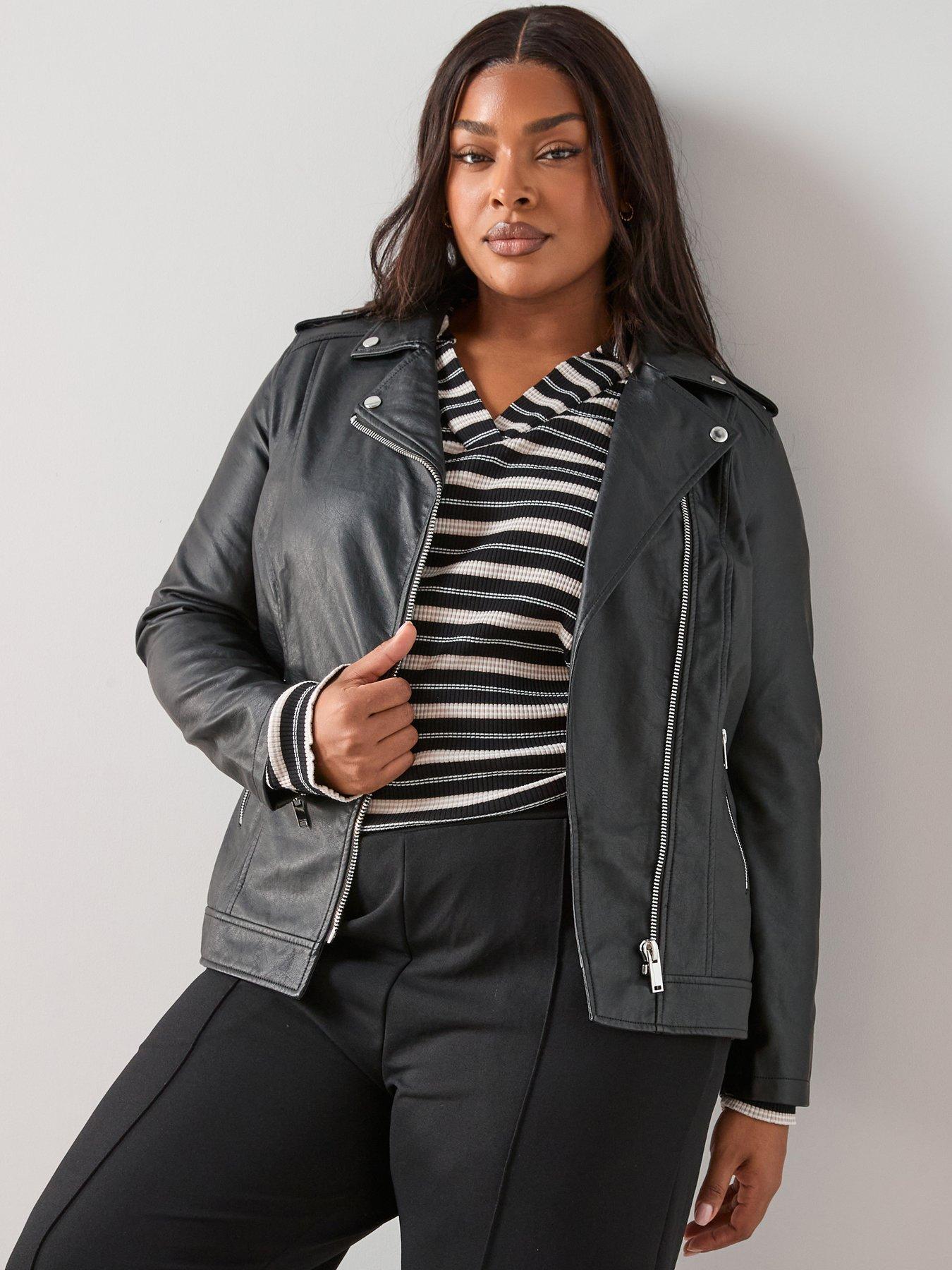 The Very Collection Curve Longline PU Biker Jacket
