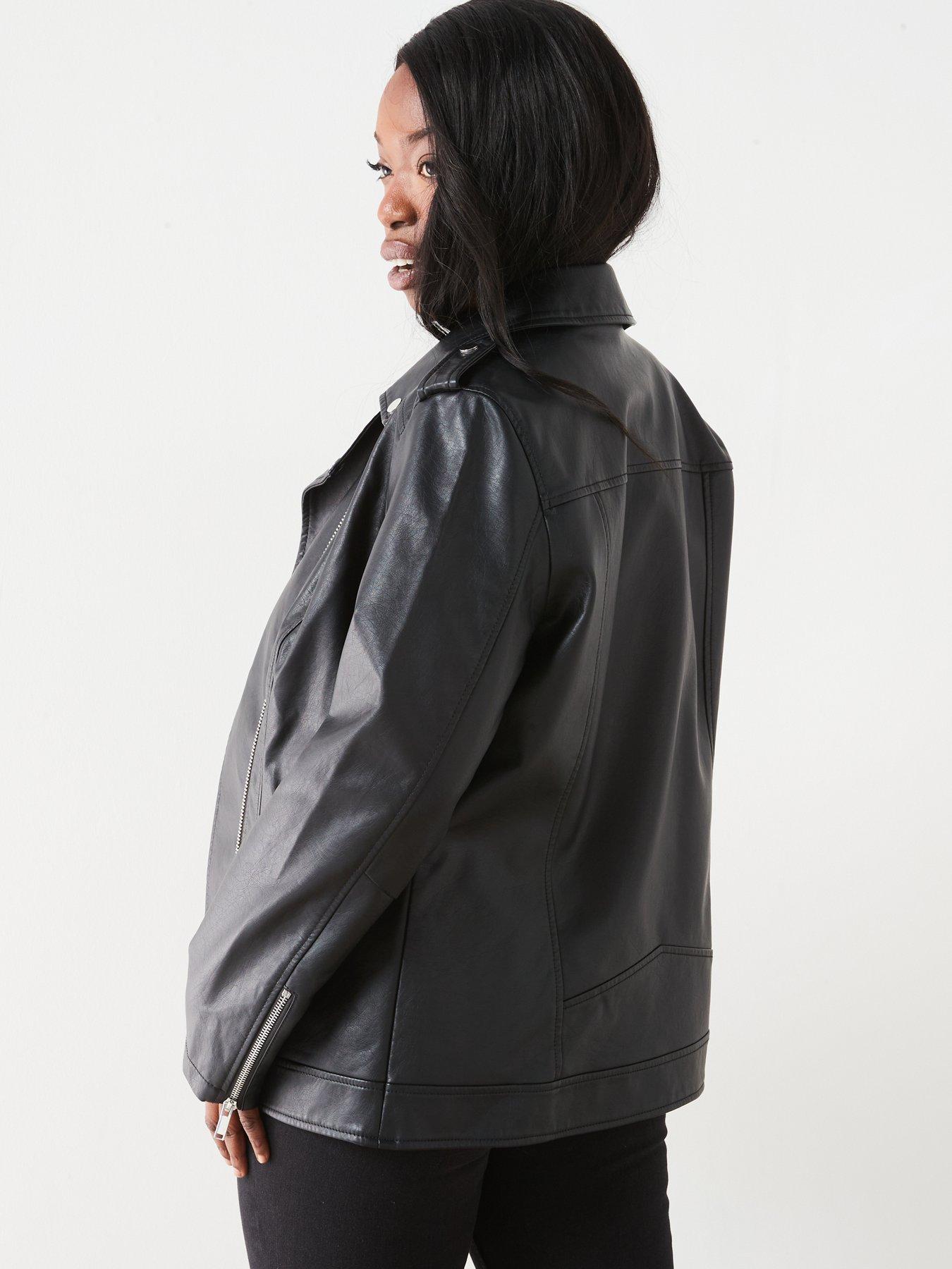  image of the-very-collection-curve-longline-pu-biker-jacket