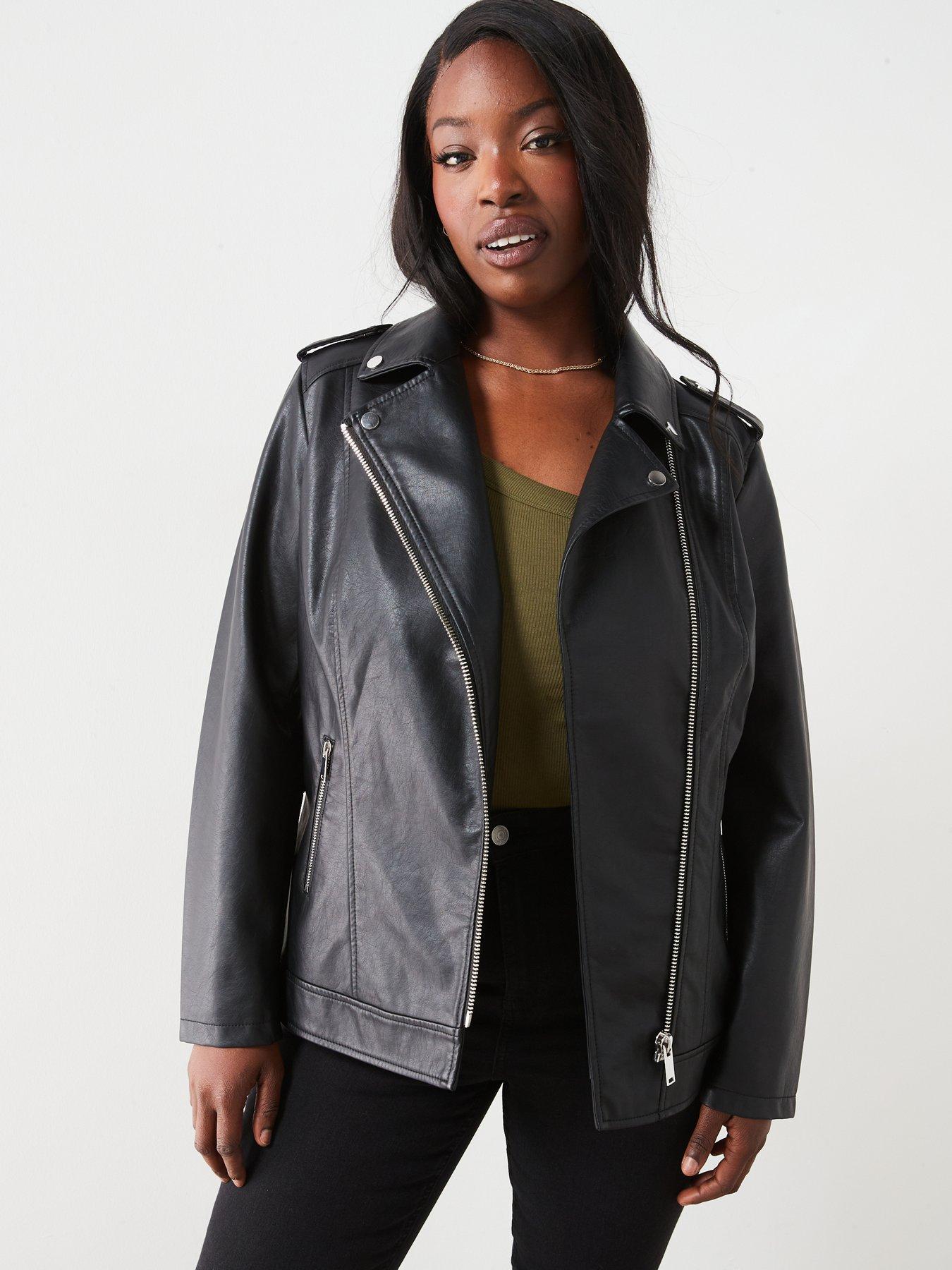  image of the-very-collection-curve-longline-pu-biker-jacket