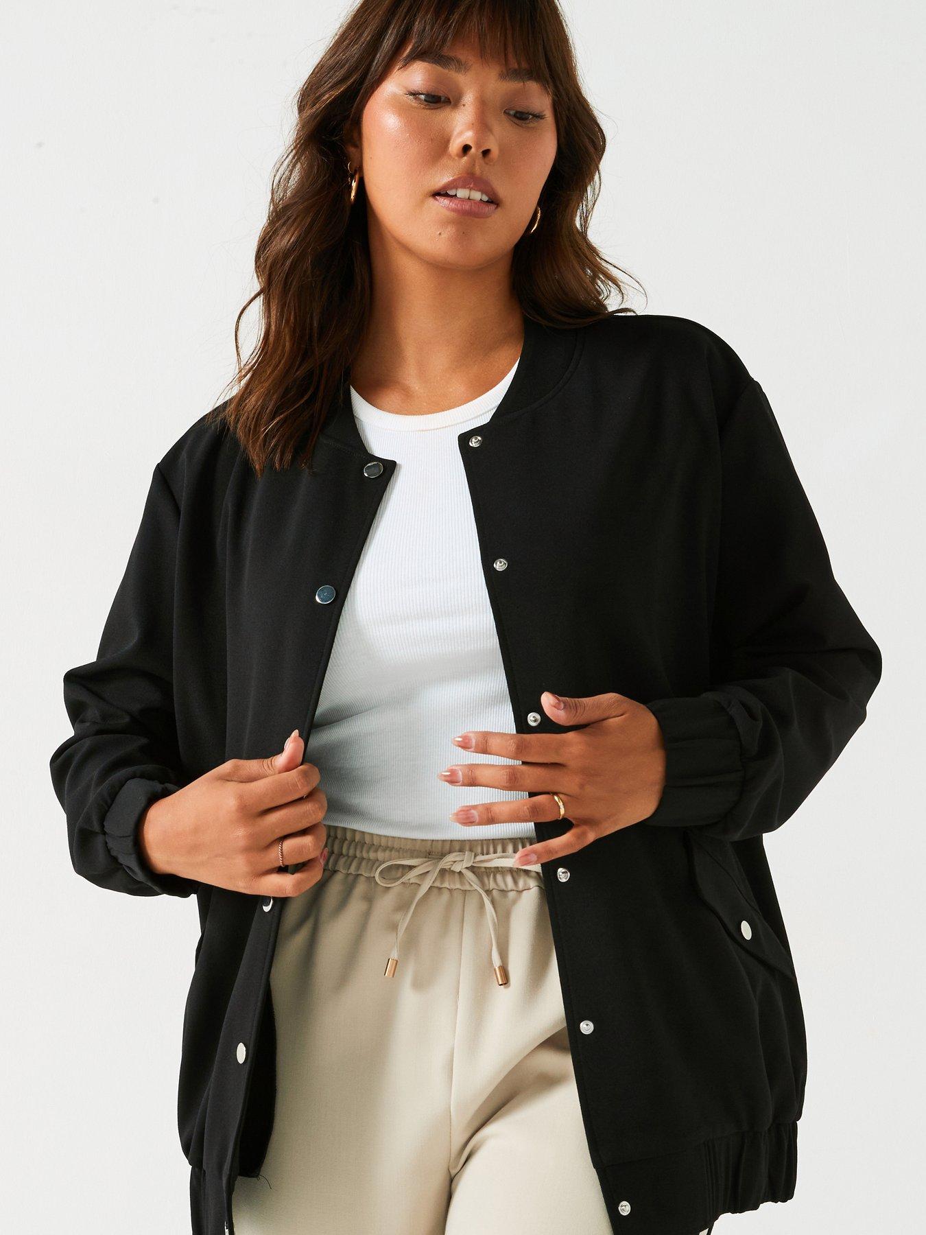 V by Very Curve Stretch Bomber Jacket - Black