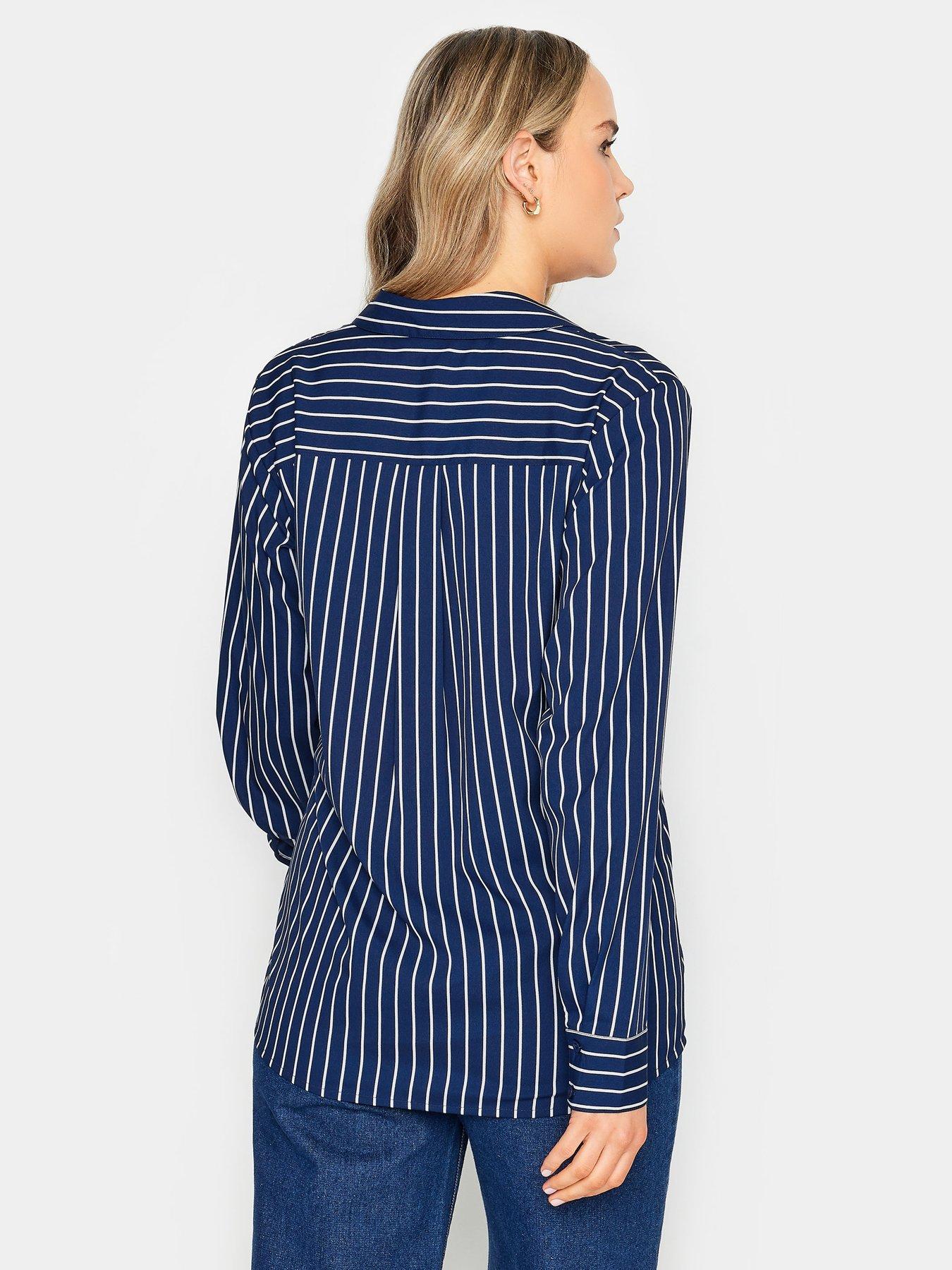  image of long-tall-sally-navy-blue-stripe-shirt