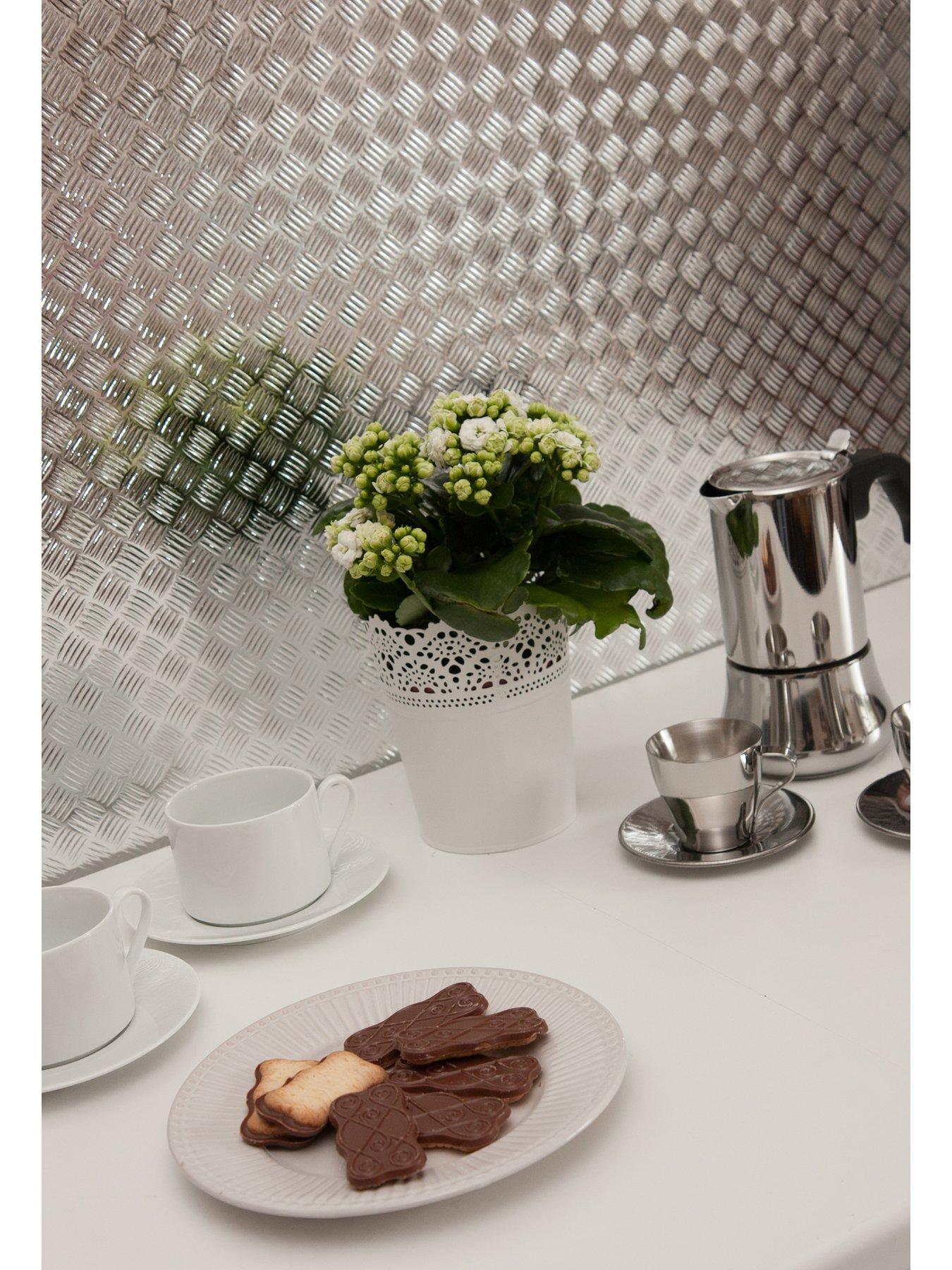 Image 1 of 4 of D-C-Fix Silver Checker Plate Self-Adhesive Vinyl Wrap Film &ndash; 67.5 x 200 cm