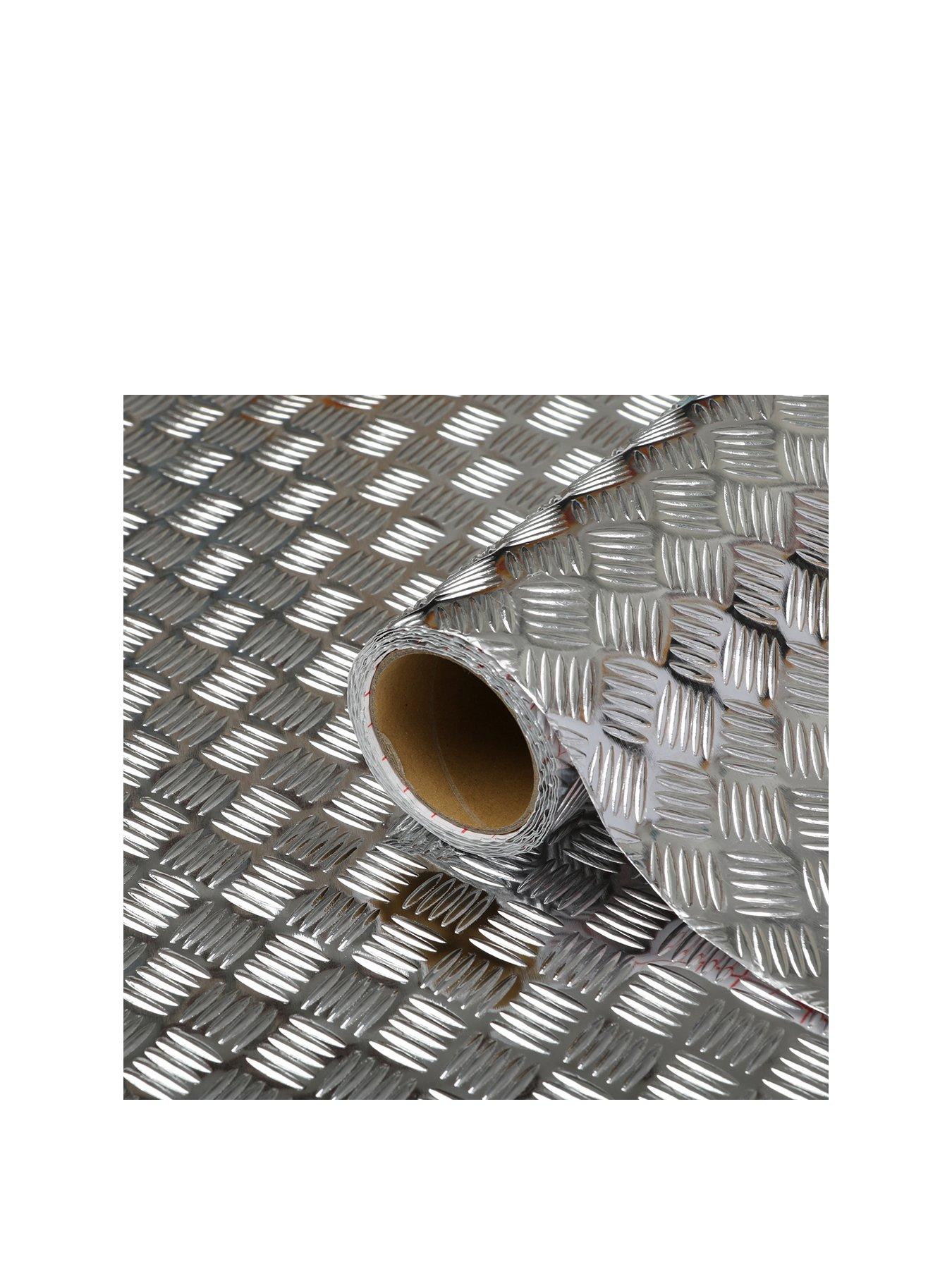 Image 2 of 4 of D-C-Fix Silver Checker Plate Self-Adhesive Vinyl Wrap Film &ndash; 67.5 x 200 cm