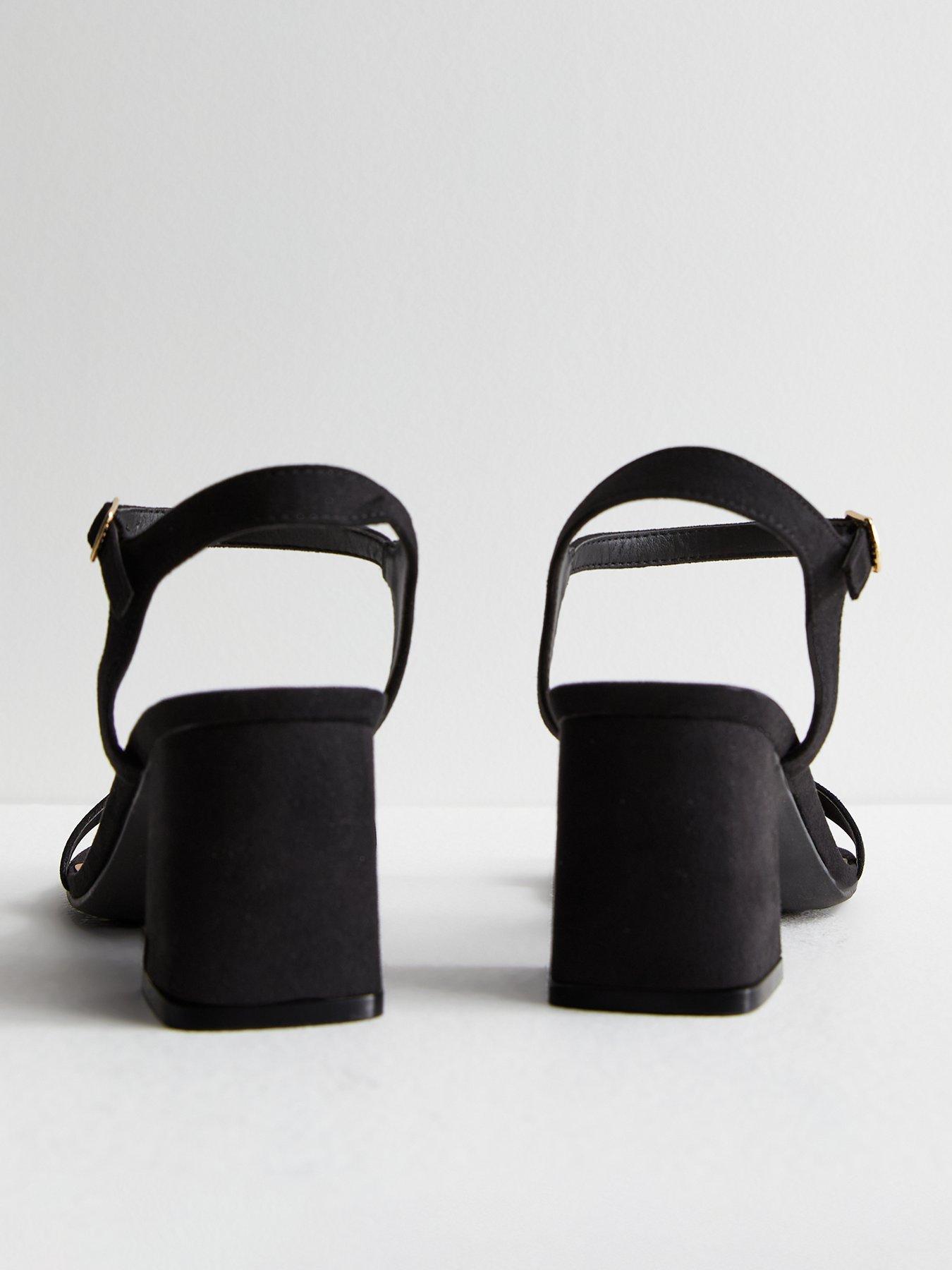 New Look Black Suedette 2 Part Block Heel Sandals | Littlewoods