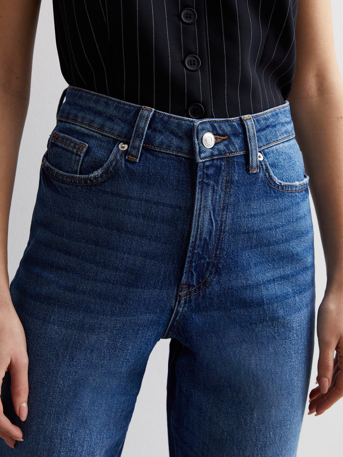  image of new-look-blue-high-waist-tori-mom-jeans