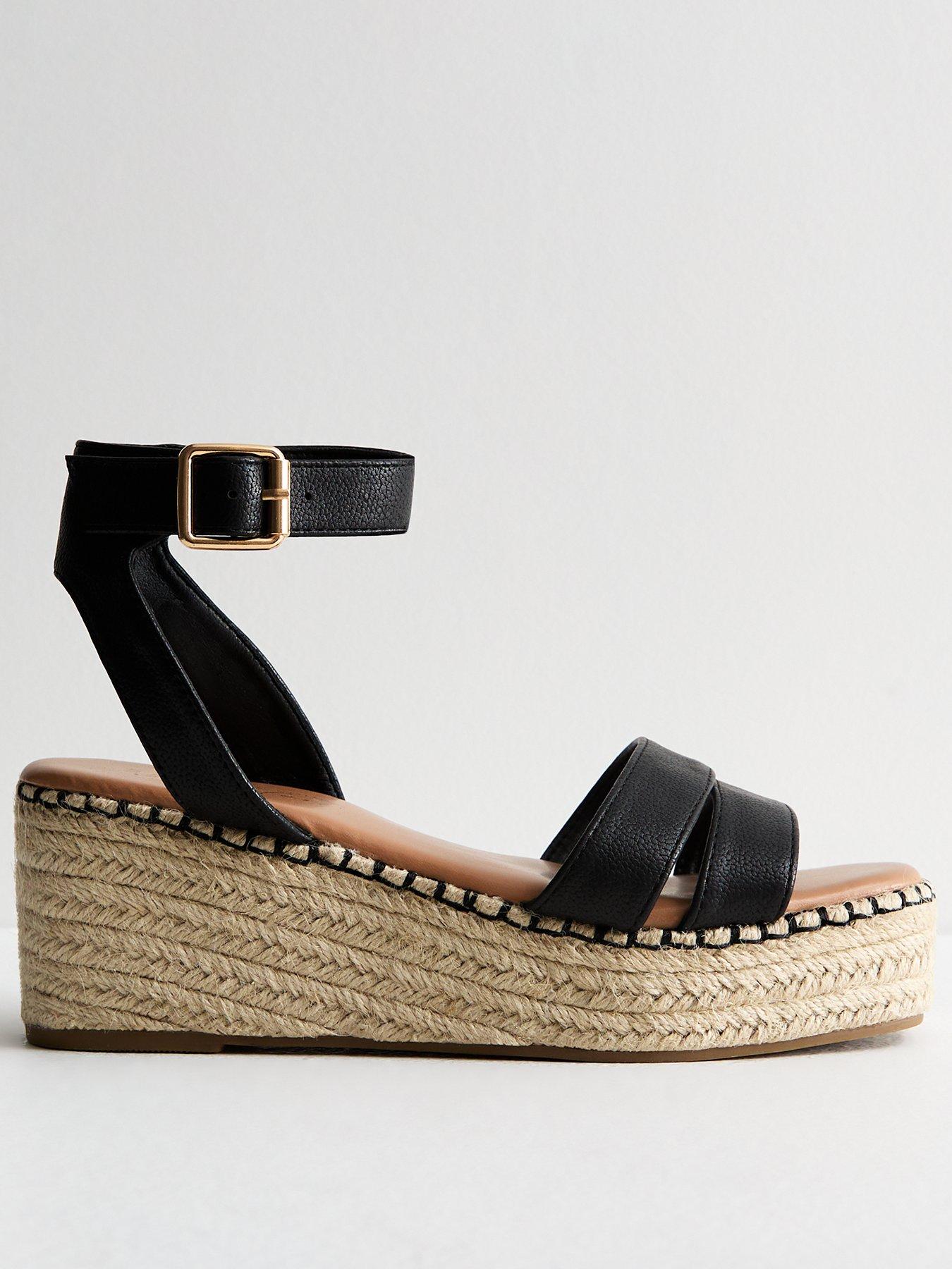 Espadrille flatform cheap sandals black