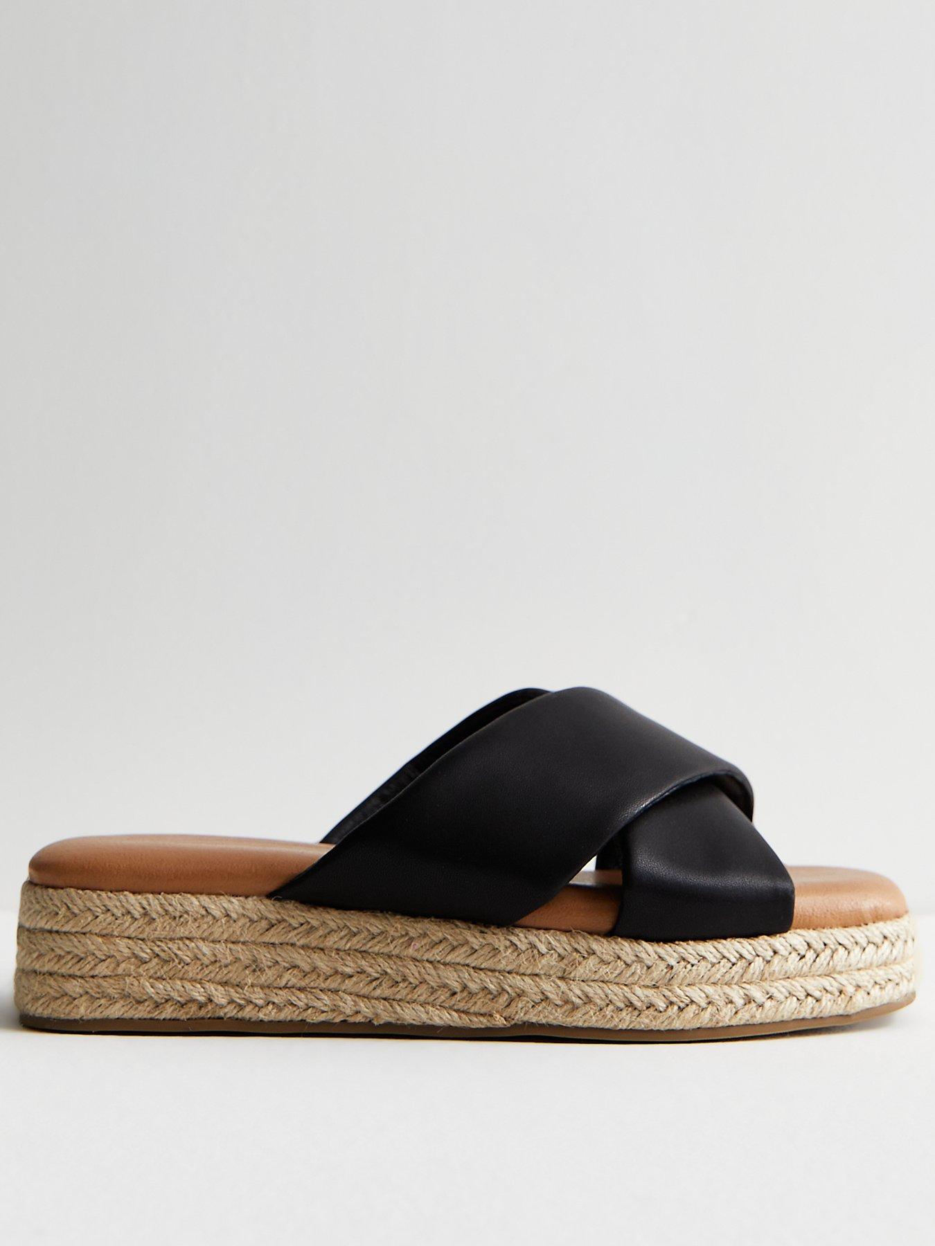 Wide fit black sale espadrille sandals