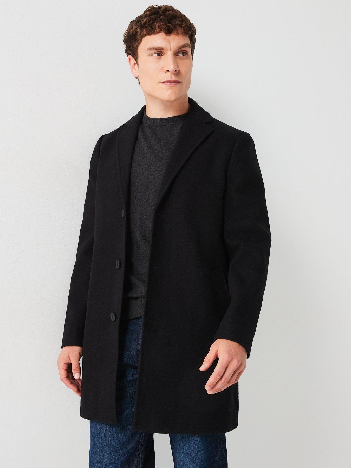 front image of very-man-faux-wool-overcoat-black
