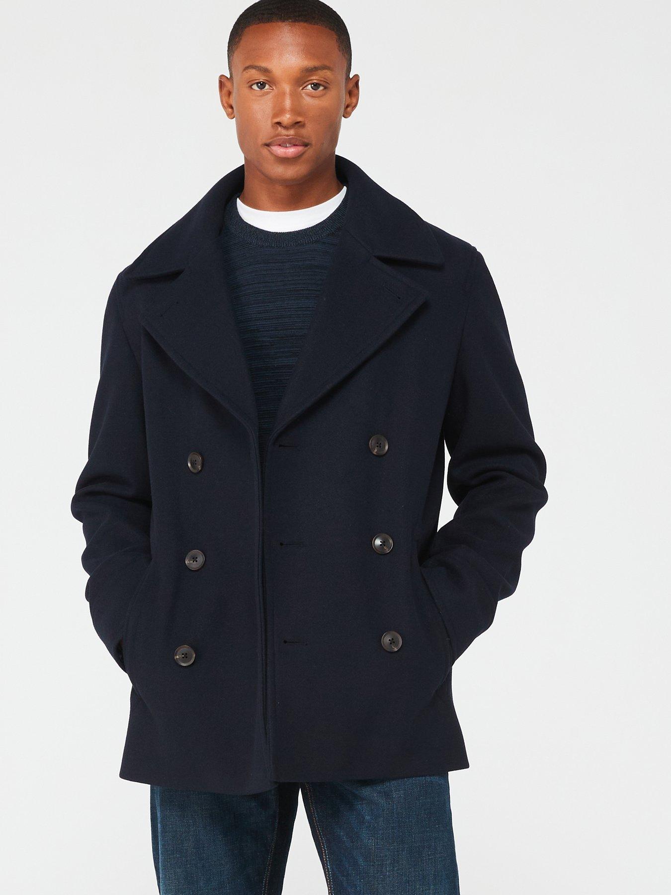 undefined Faux Wool Peacoat - Navy