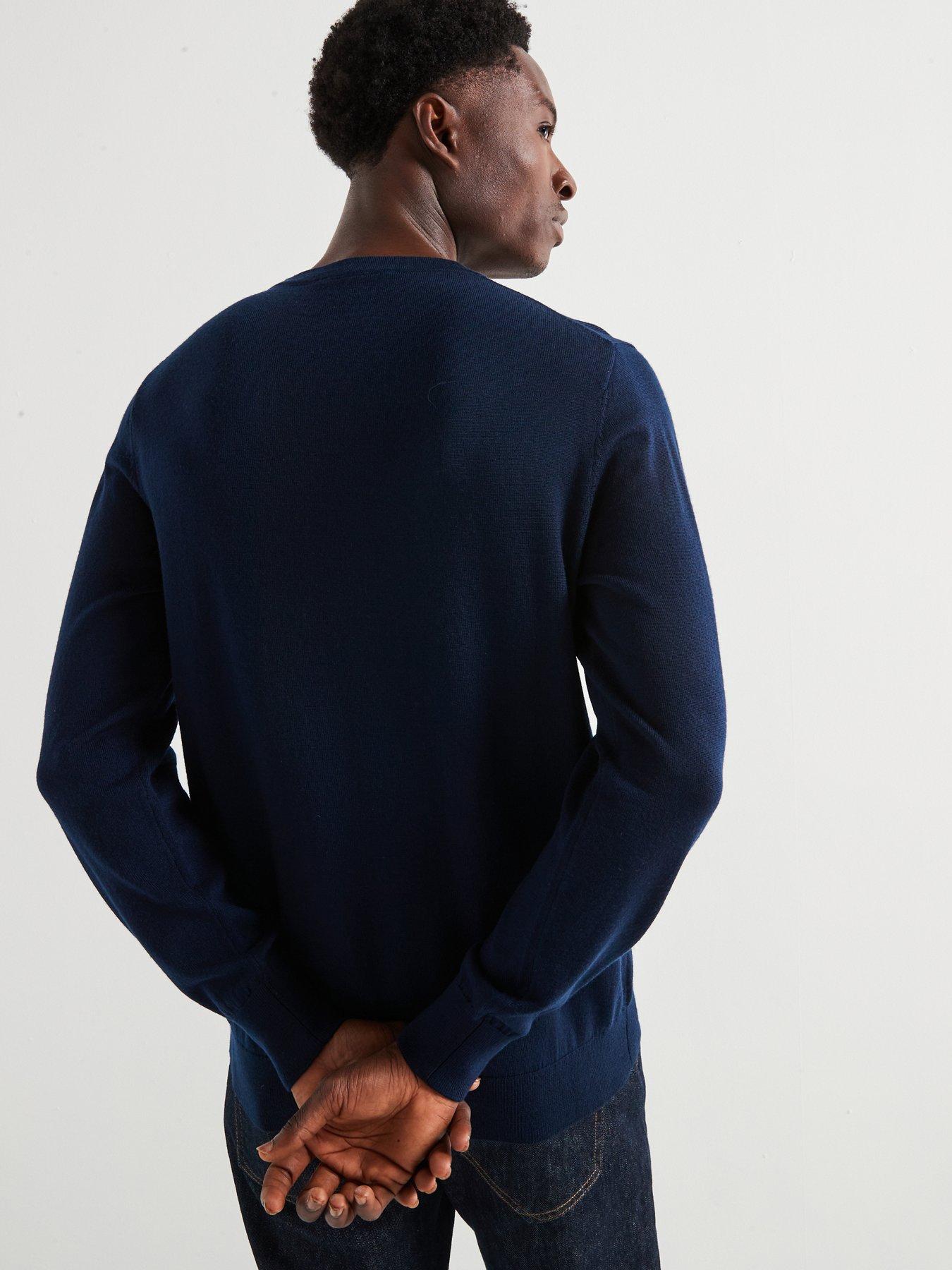  image of very-man-merino-wool-crew-neck-jumper-navy