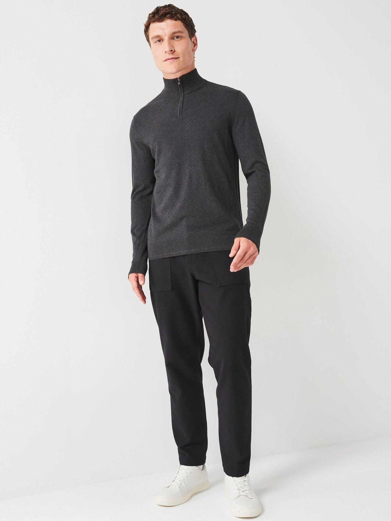  image of everyday-cotton-rich-14-zip-jumper-charcoal