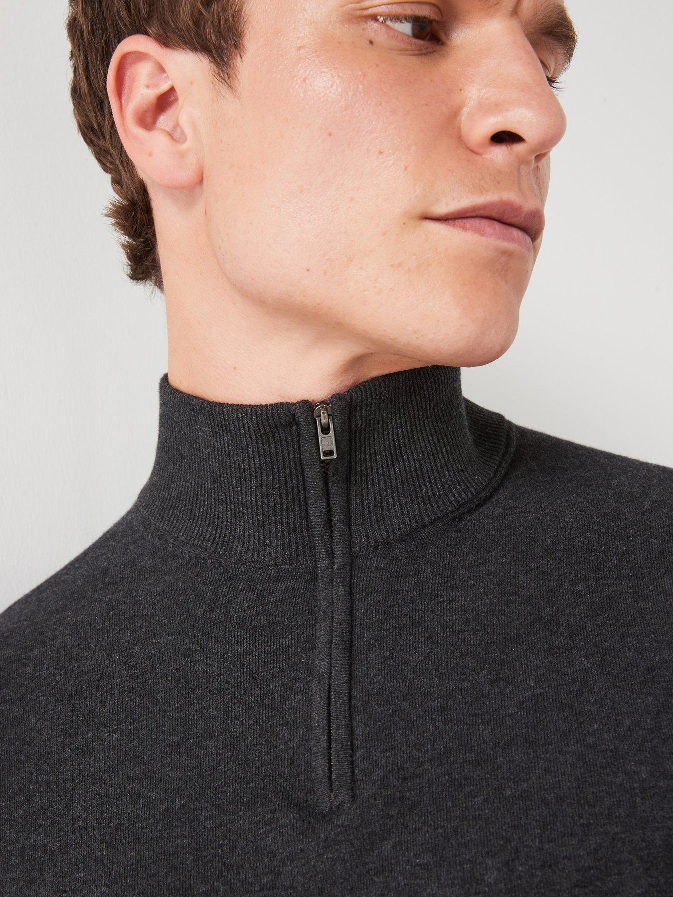  image of everyday-cotton-rich-14-zip-jumper-charcoal
