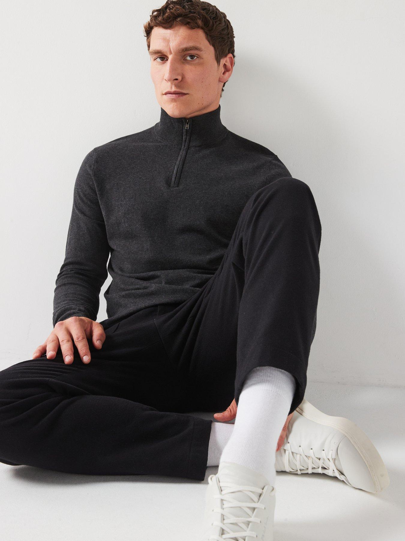  image of everyday-cotton-rich-14-zip-jumper-charcoal