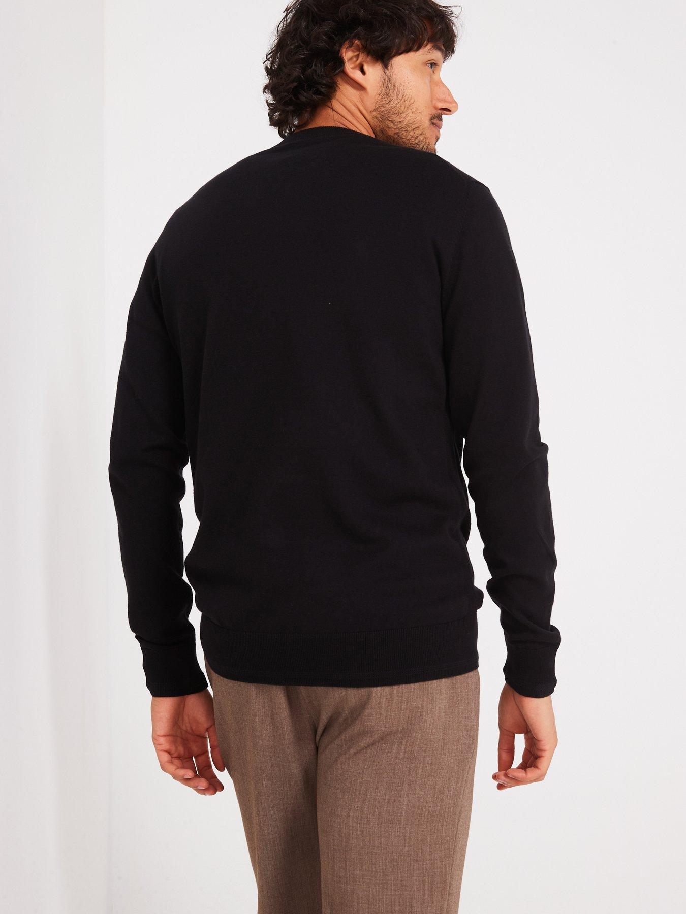  image of everyday-cotton-rich-crew-neck-knitted-jumper-black