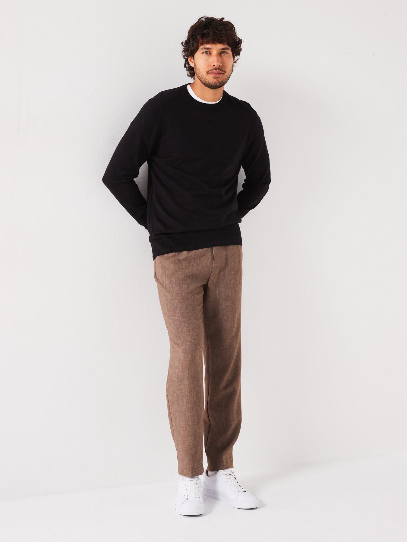  image of everyday-cotton-rich-crew-neck-knitted-jumper-black