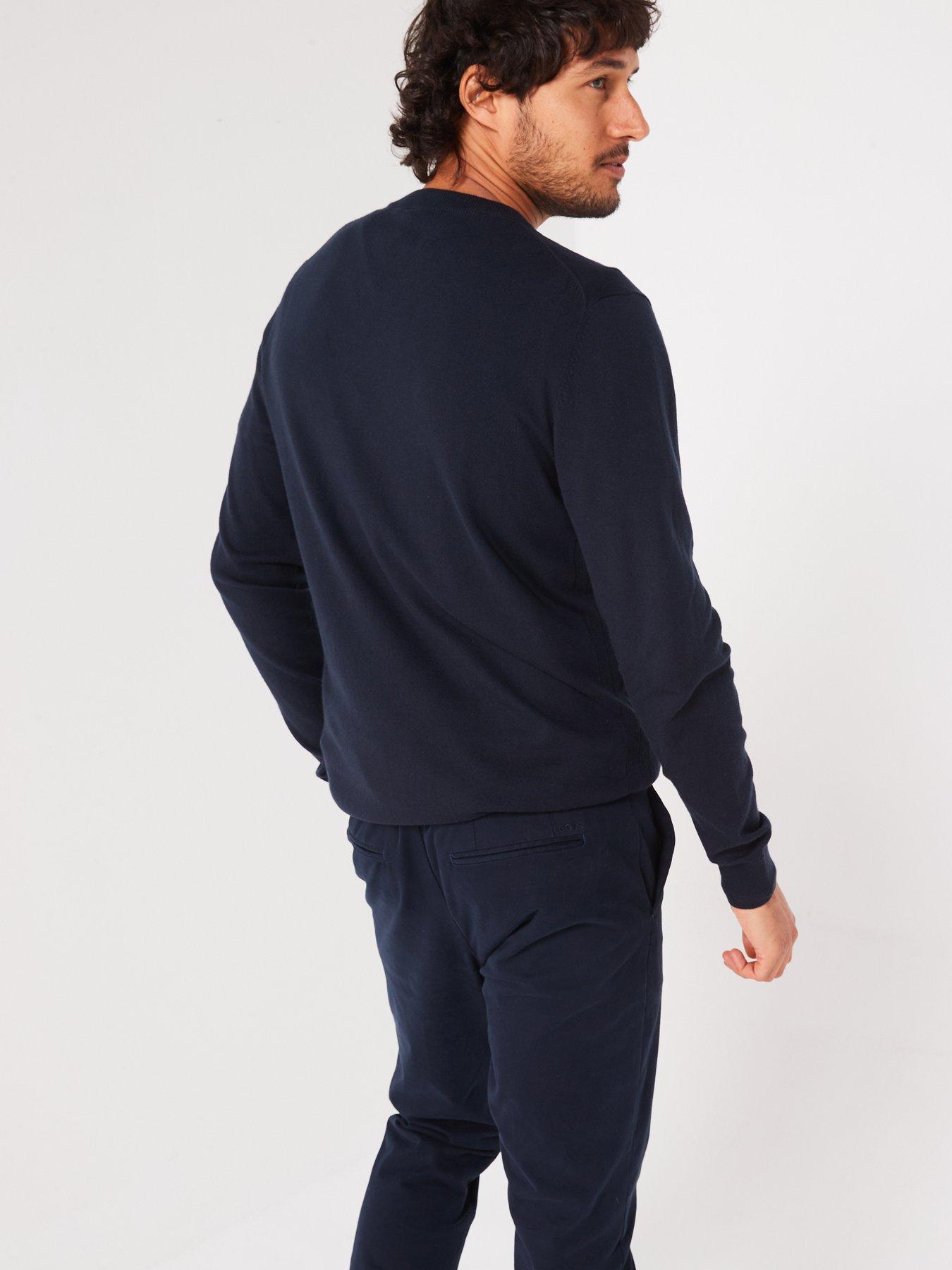  image of everyday-cotton-rich-crew-neck-knitted-jumper-navy