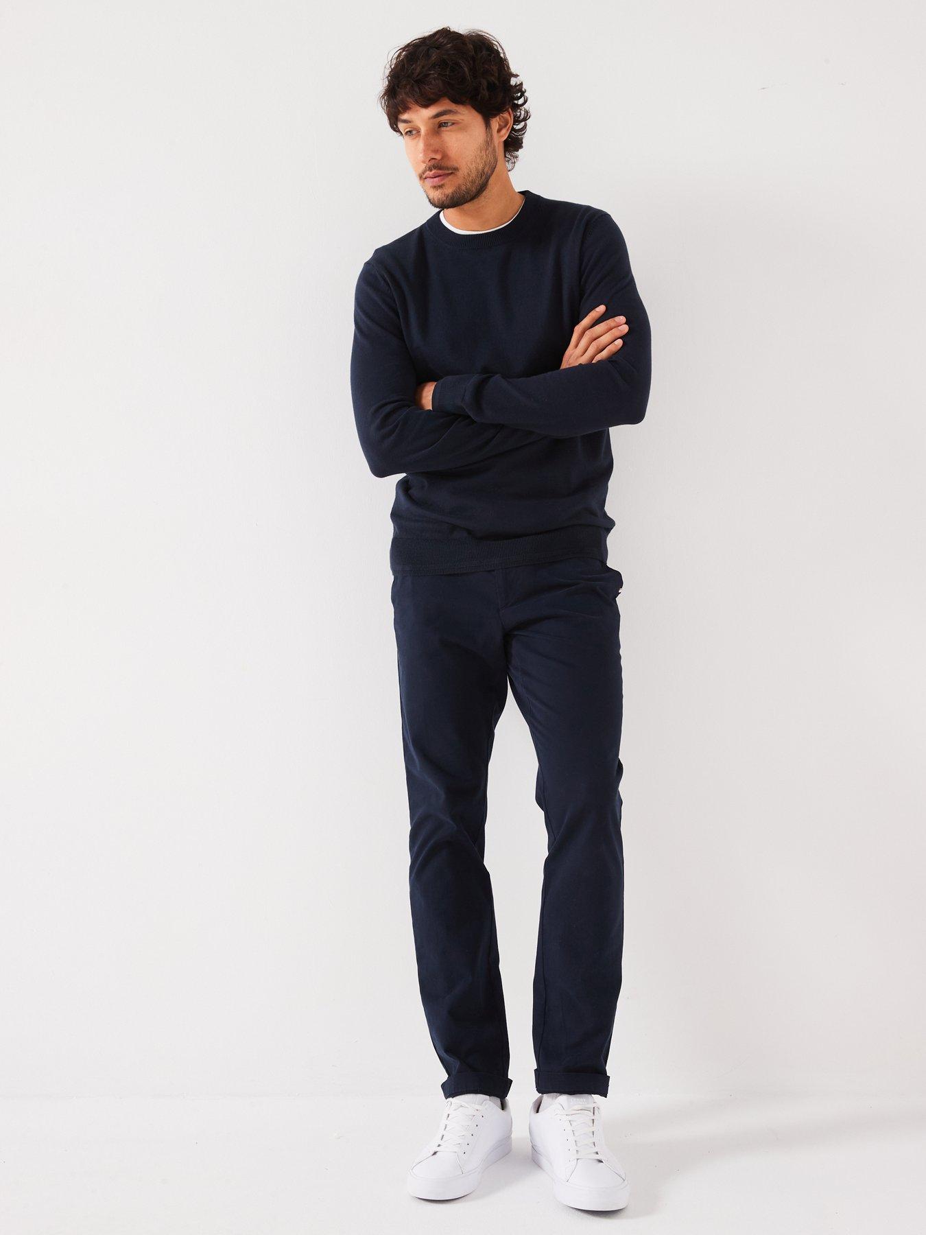  image of everyday-cotton-rich-crew-neck-knitted-jumper-navy