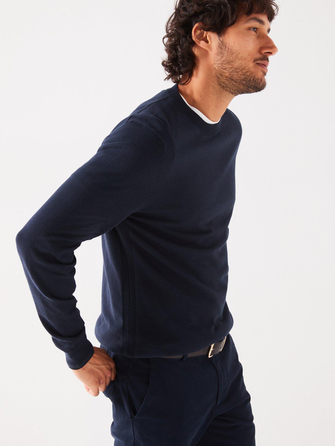  image of everyday-cotton-rich-crew-neck-knitted-jumper-navy