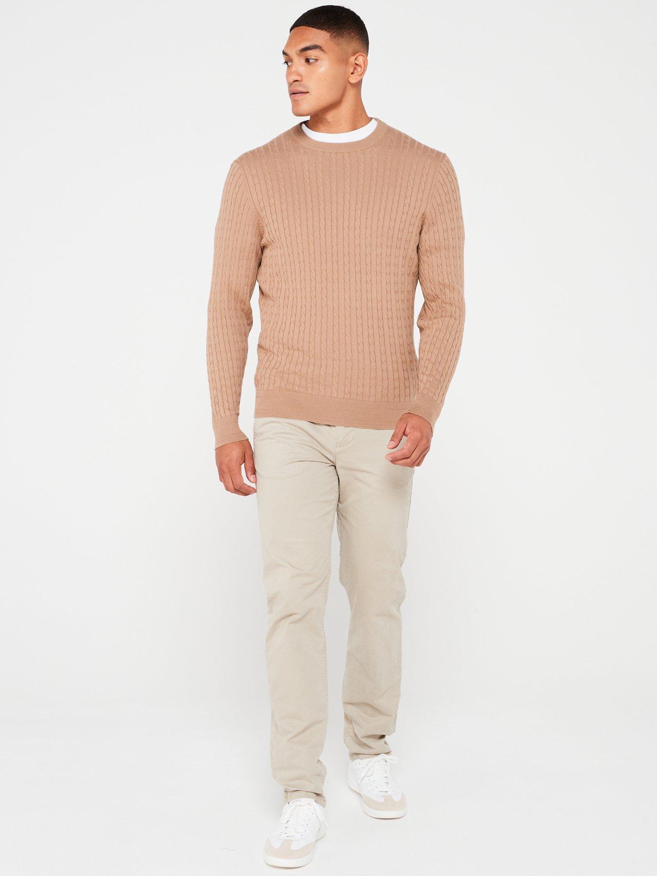  image of everyday-cotton-rich-fine-gauge-cable-knit-jumper-natural