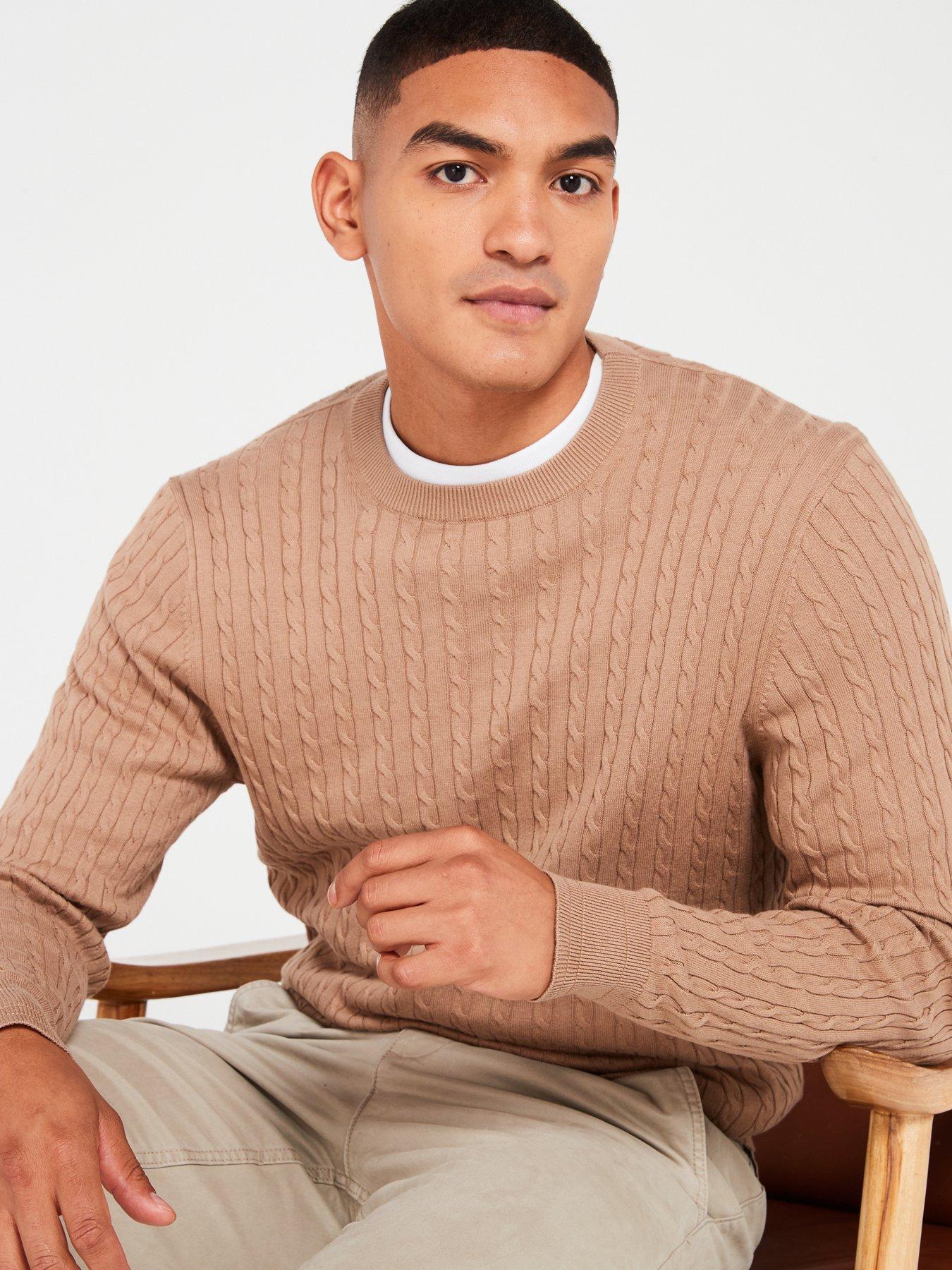  image of everyday-cotton-rich-fine-gauge-cable-knit-jumper-natural