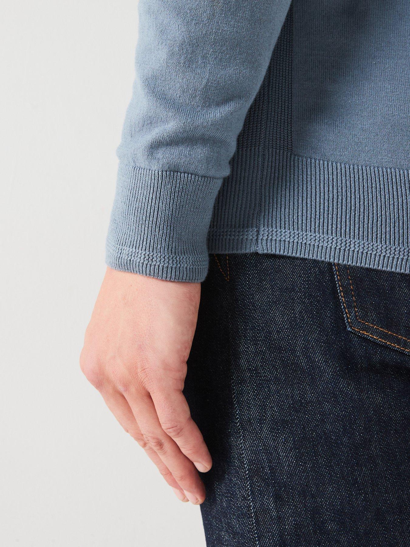  image of everyday-cotton-rich-crew-neck-knitted-jumper-mid-blue