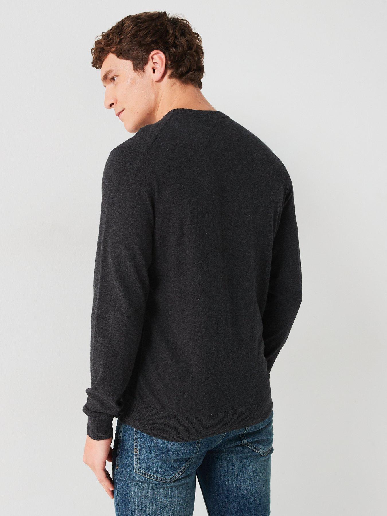  image of everyday-cotton-rich-crew-neck-knitted-jumper-charcoal