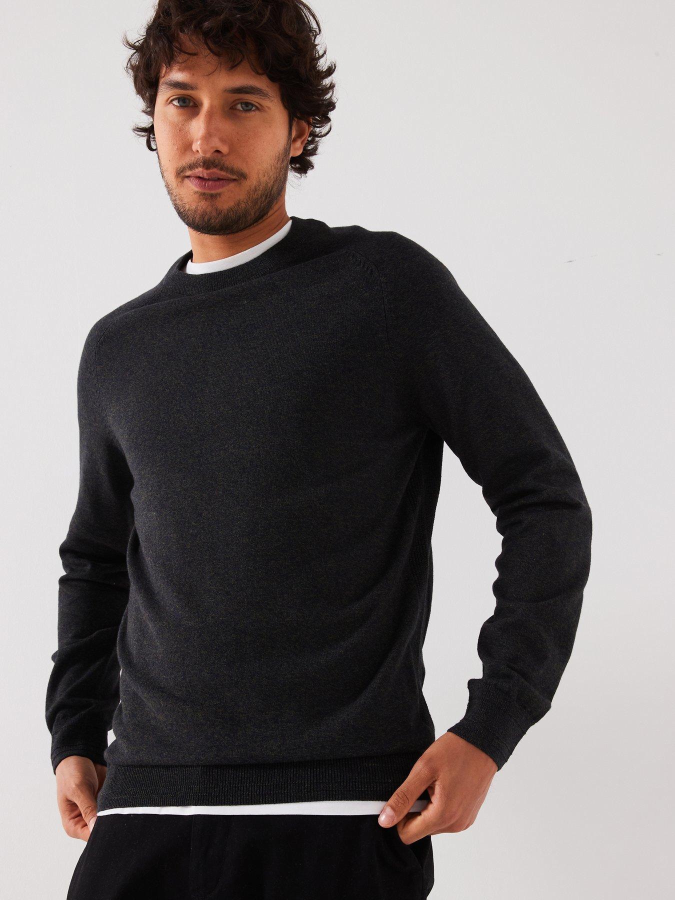  image of everyday-trial-marl-crew-neck-jumper-dark-green