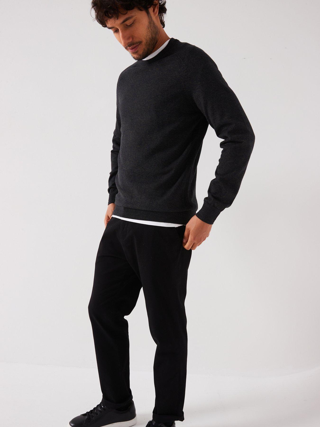  image of everyday-trial-marl-crew-neck-jumper-dark-green