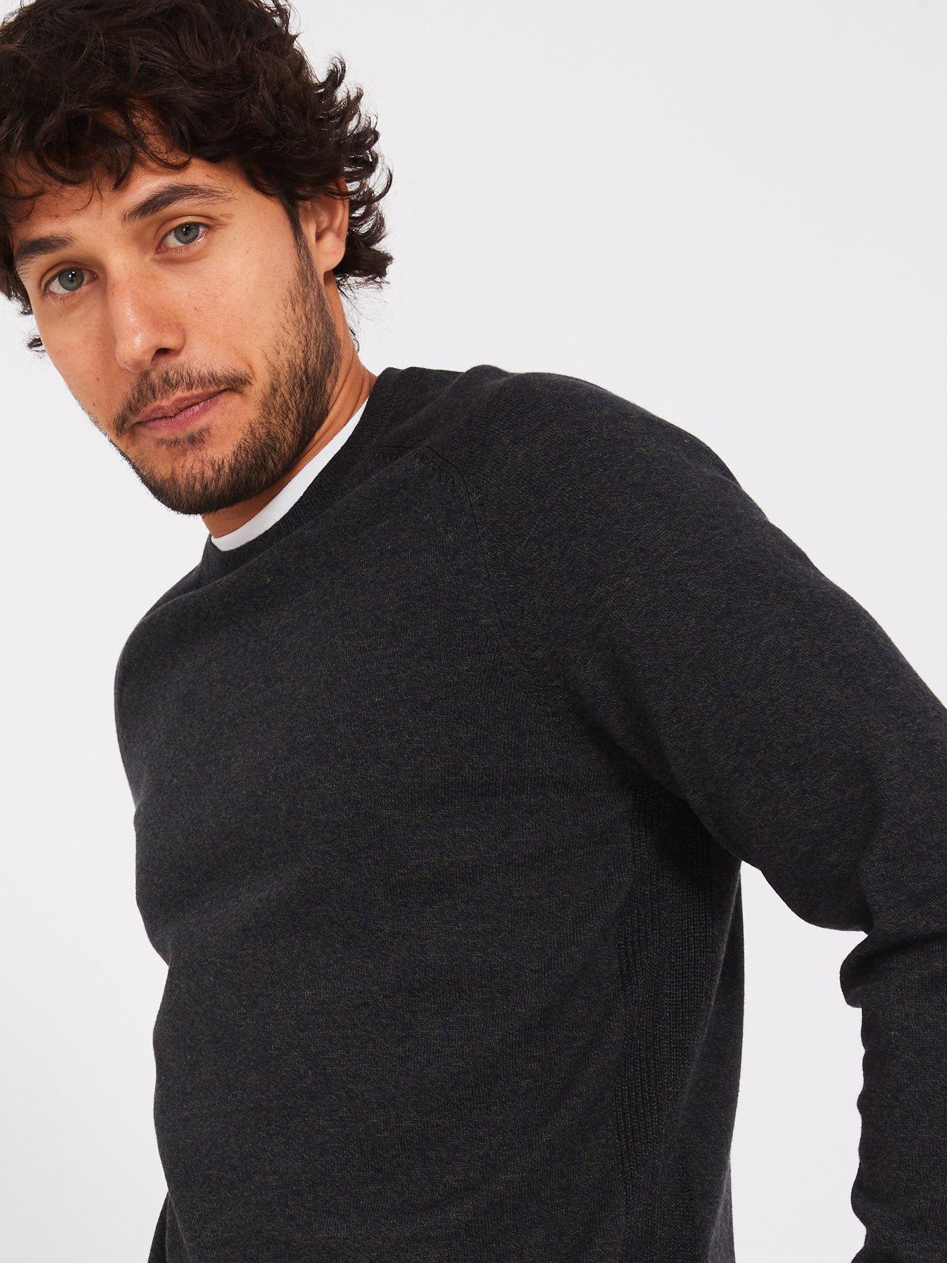  image of everyday-trial-marl-crew-neck-jumper-dark-green