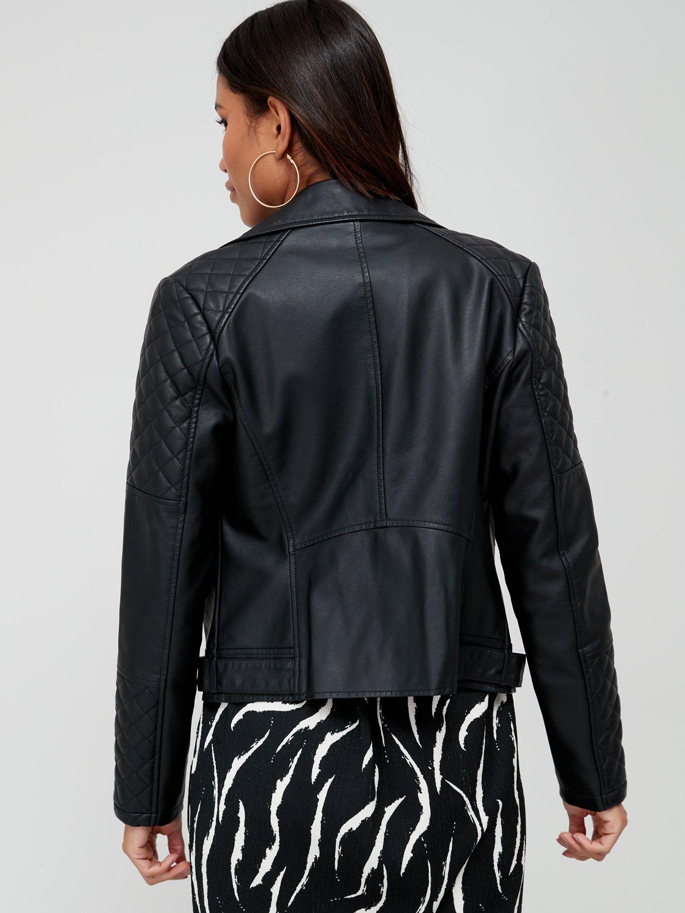 Image 2 of 6 of Everyday Faux Leather Biker Jacket - Black
