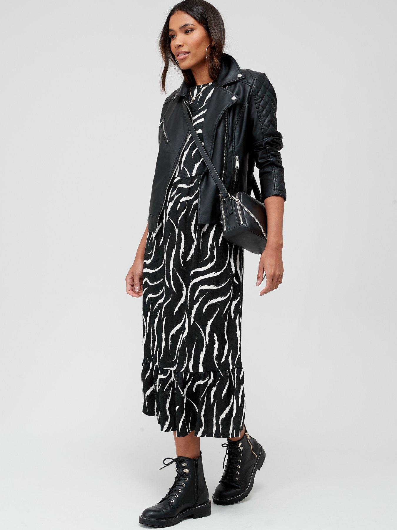 Image 3 of 6 of Everyday Faux Leather Biker Jacket - Black