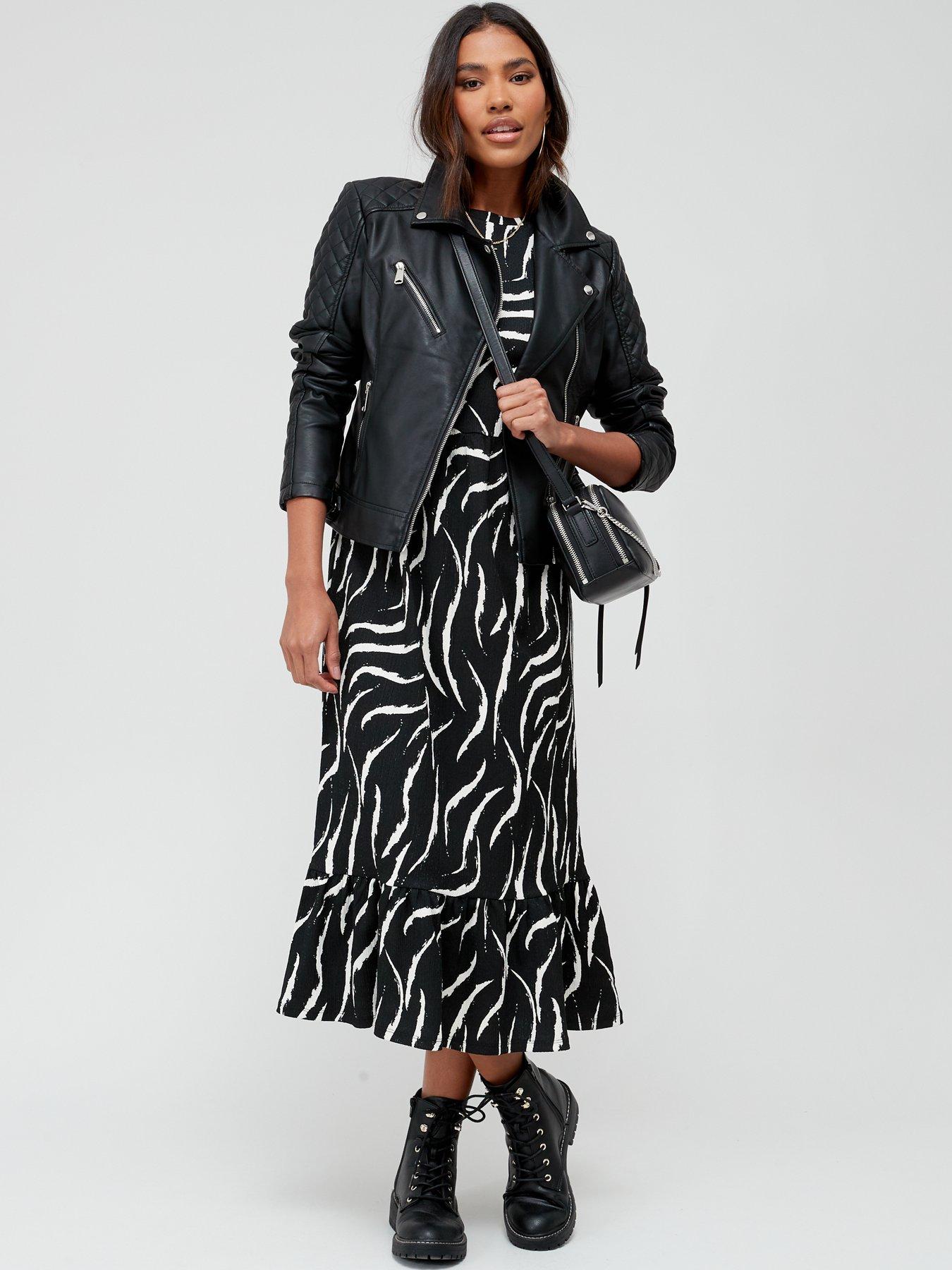 Image 5 of 6 of Everyday Faux Leather Biker Jacket - Black