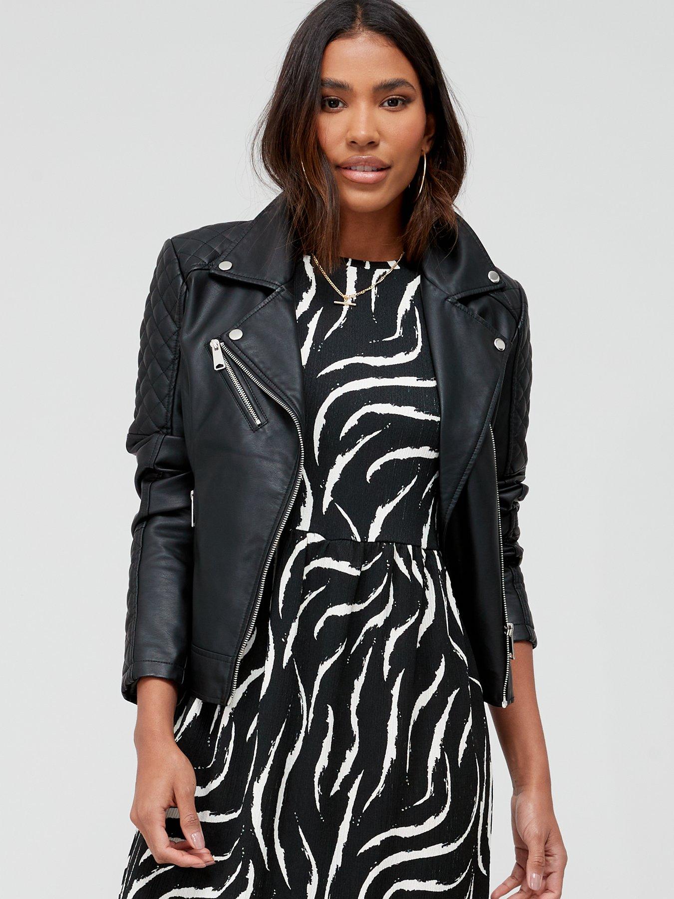 Image 6 of 6 of Everyday Faux Leather Biker Jacket - Black
