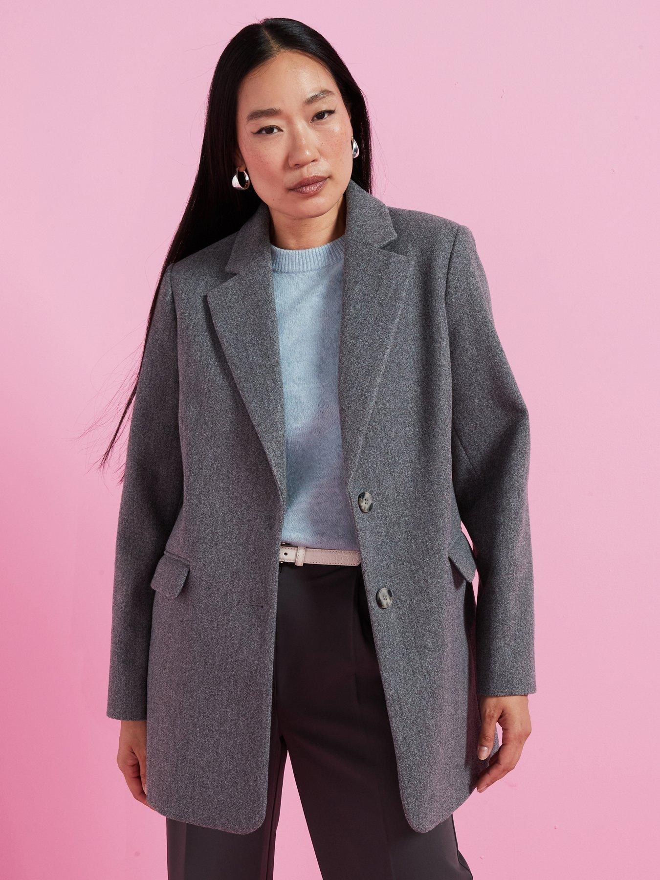 undefined Faux Wool Blazer - Grey