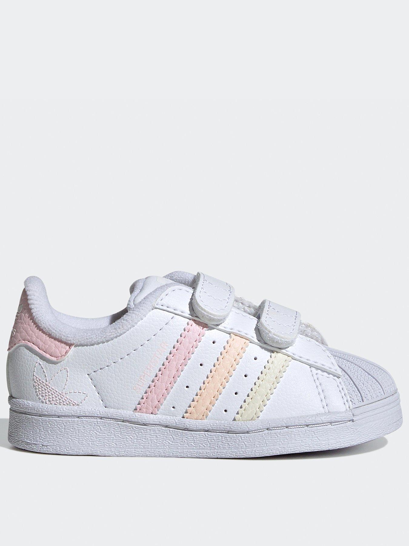 adidas Originals Infant Girls Superstar Trainers White Pink littlewoods