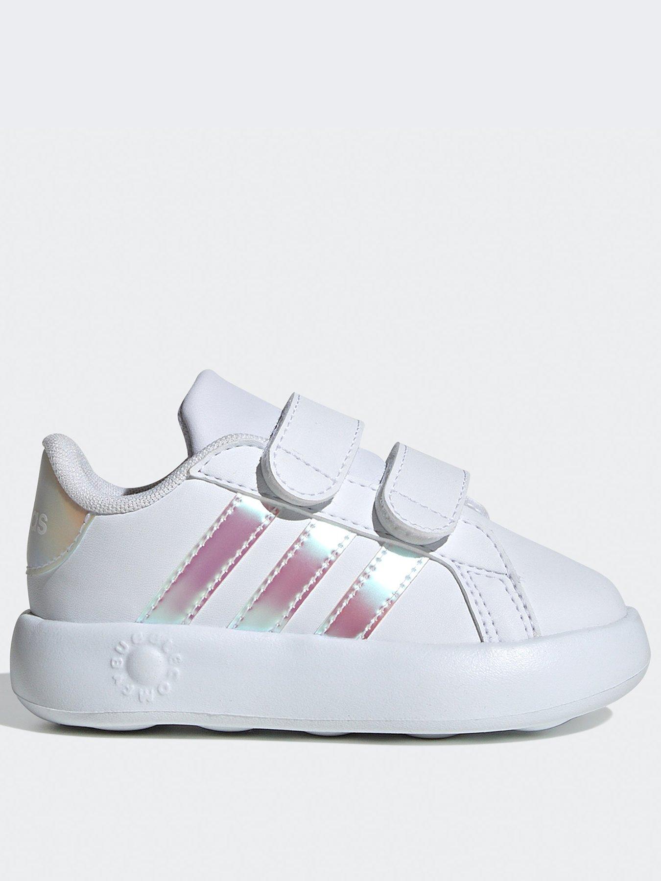 undefined Infant Girls Grand Court 20 Trainers - White/Iridescent
