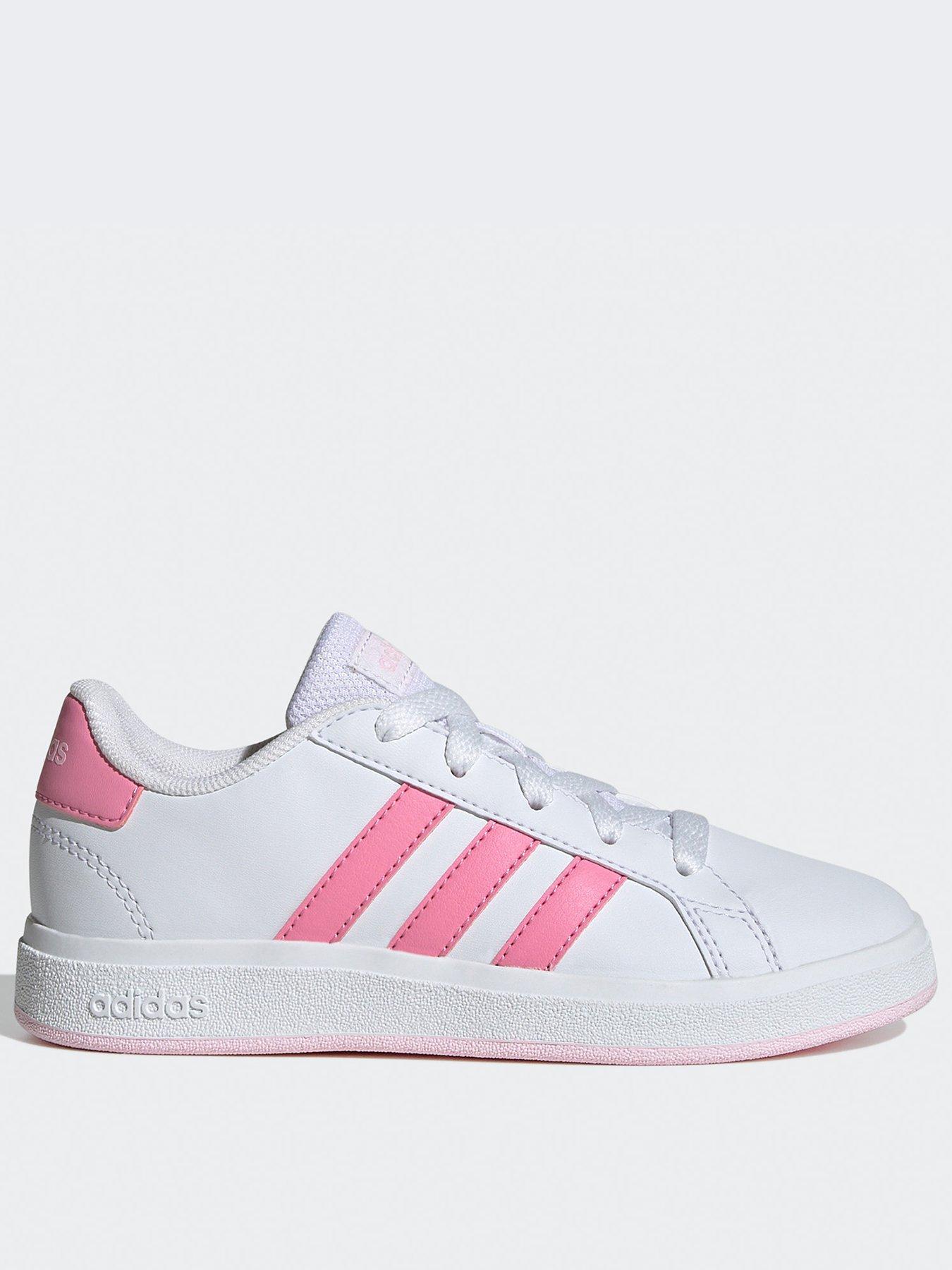 adidas Sportswear Kids Girls Grand Court 2.0 Trainers White Pink littlewoods