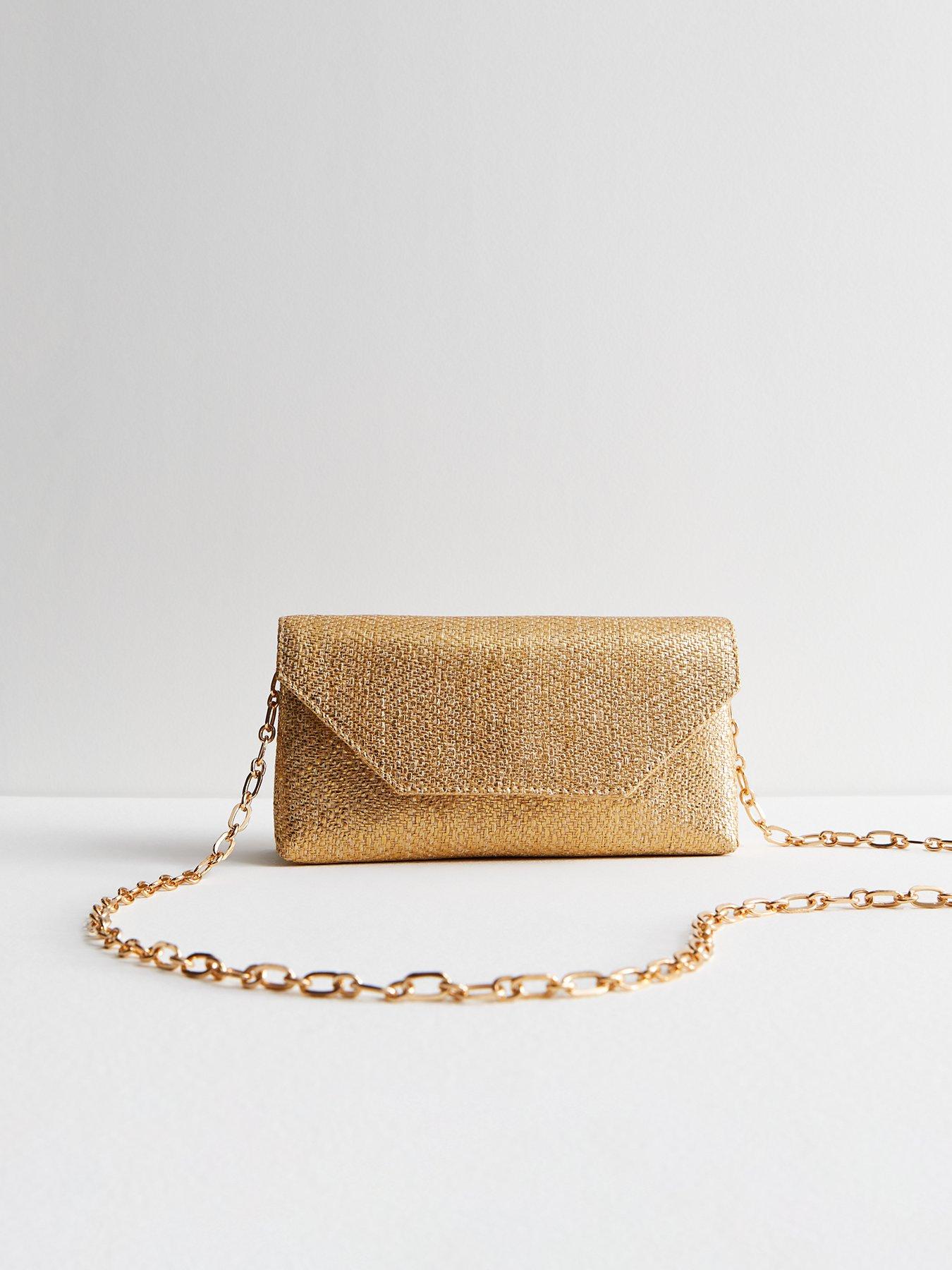 New Look Gold Raffia Clutch Bag littlewoods