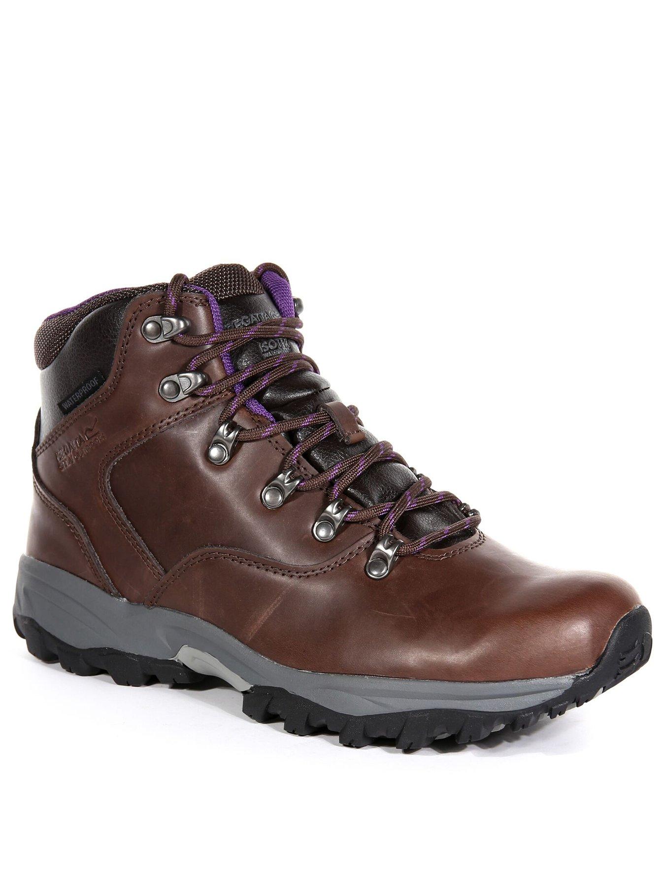  image of regatta-womens-lady-bainsford-waterproof-leather-walking-boot--brown