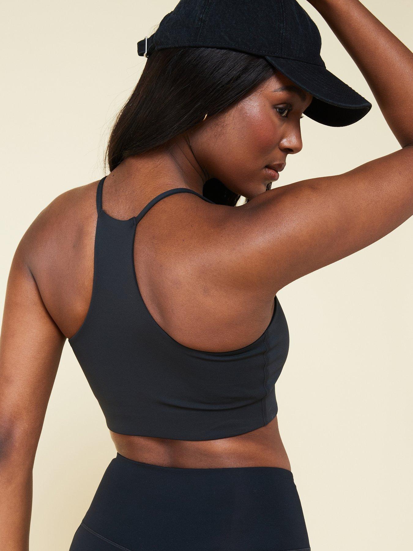  image of girlfriend-collective-womens-training-float-cleo-halter-bra-black
