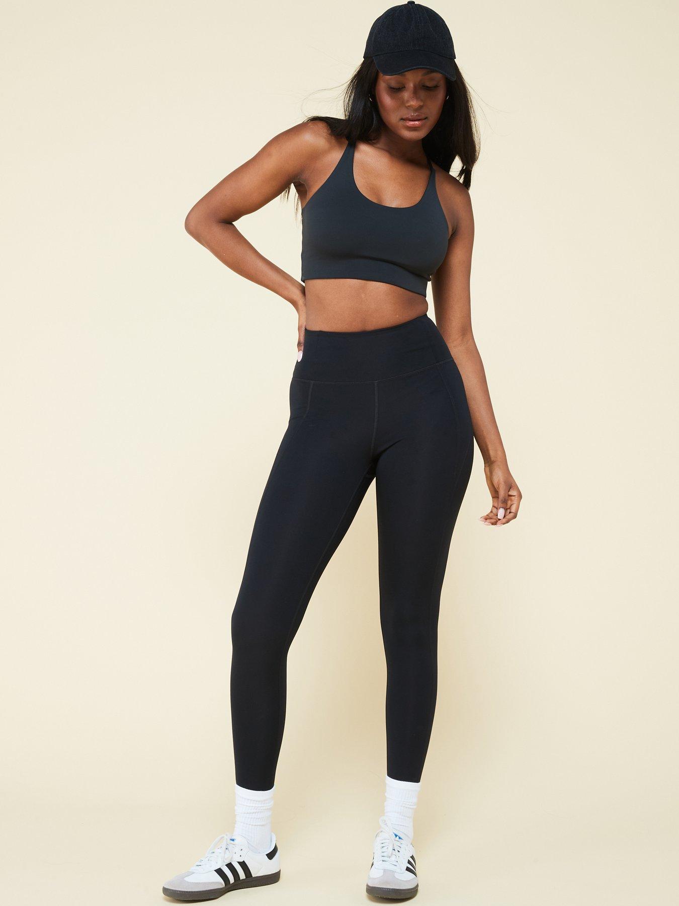  image of girlfriend-collective-womens-training-float-cleo-halter-bra-black