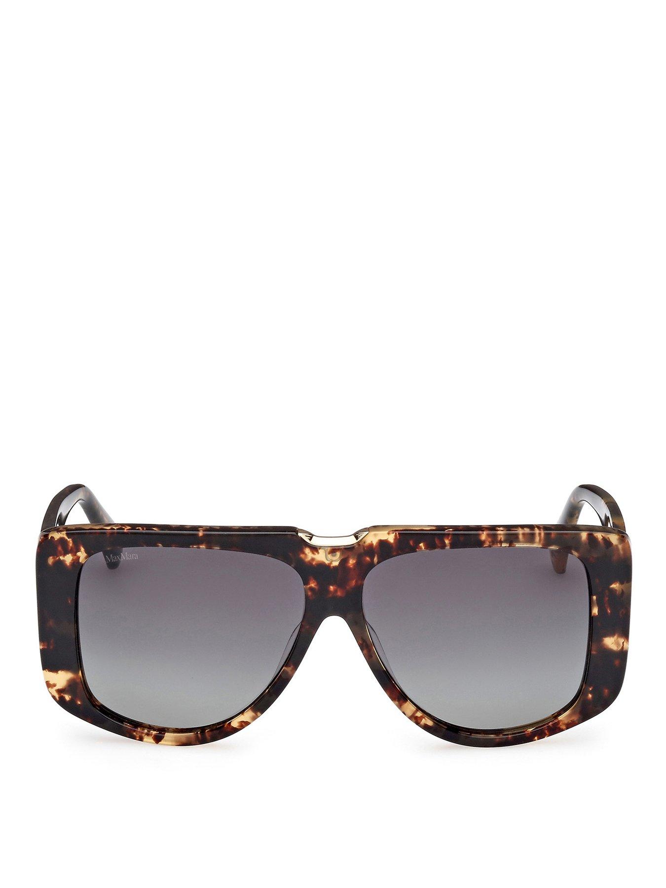  image of max-mara-dark-havana-shield-sunglasses
