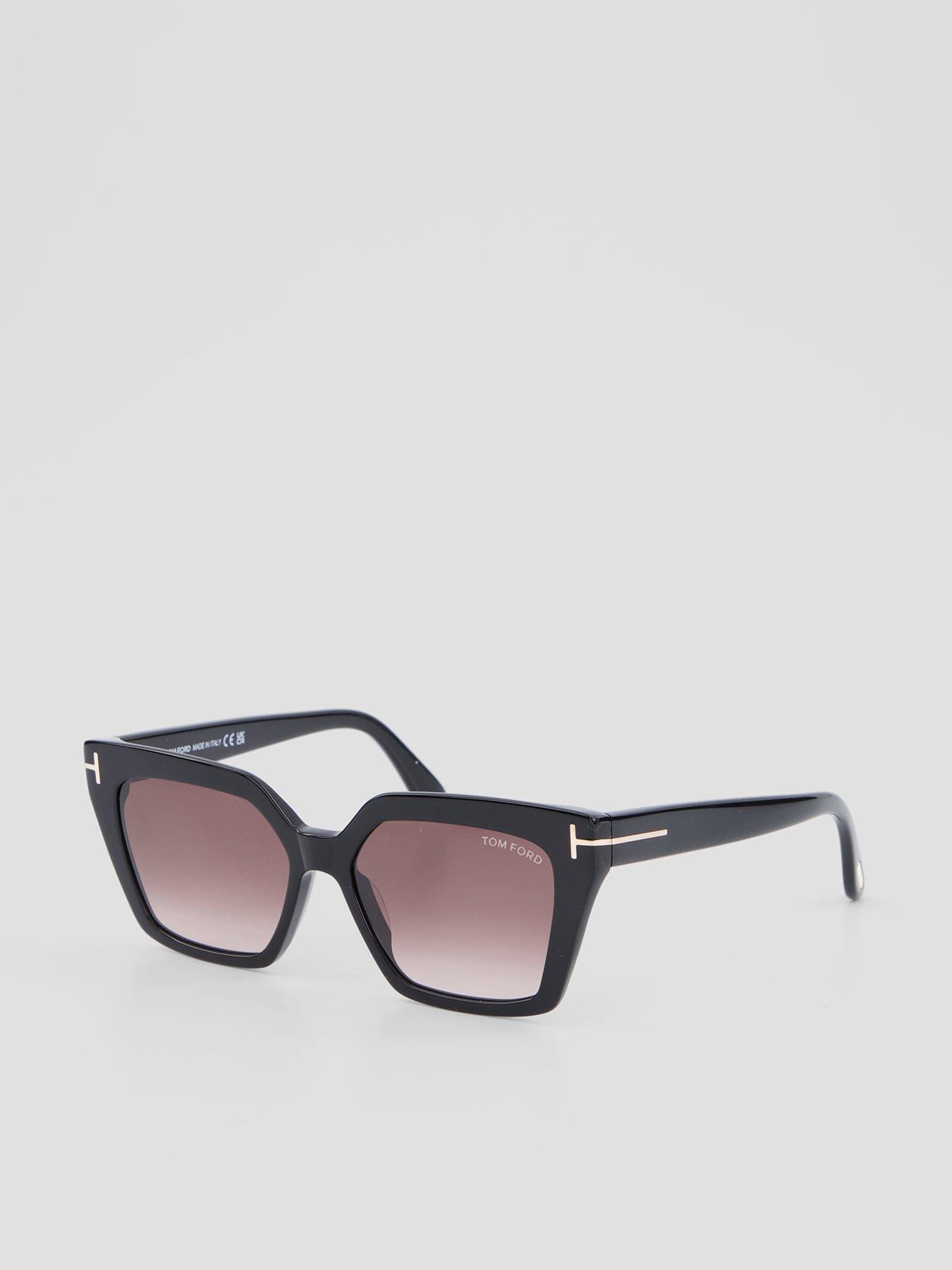 Image 2 of 6 of Tom Ford Womens Cat-Eye Graduated Tint 100% UV Protection Sunglasses - Black