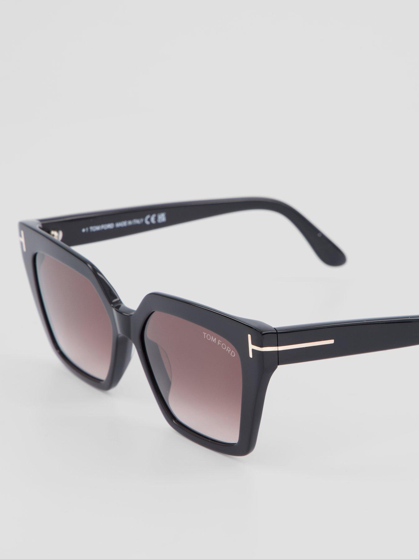 Image 3 of 6 of Tom Ford Womens Cat-Eye Graduated Tint 100% UV Protection Sunglasses - Black