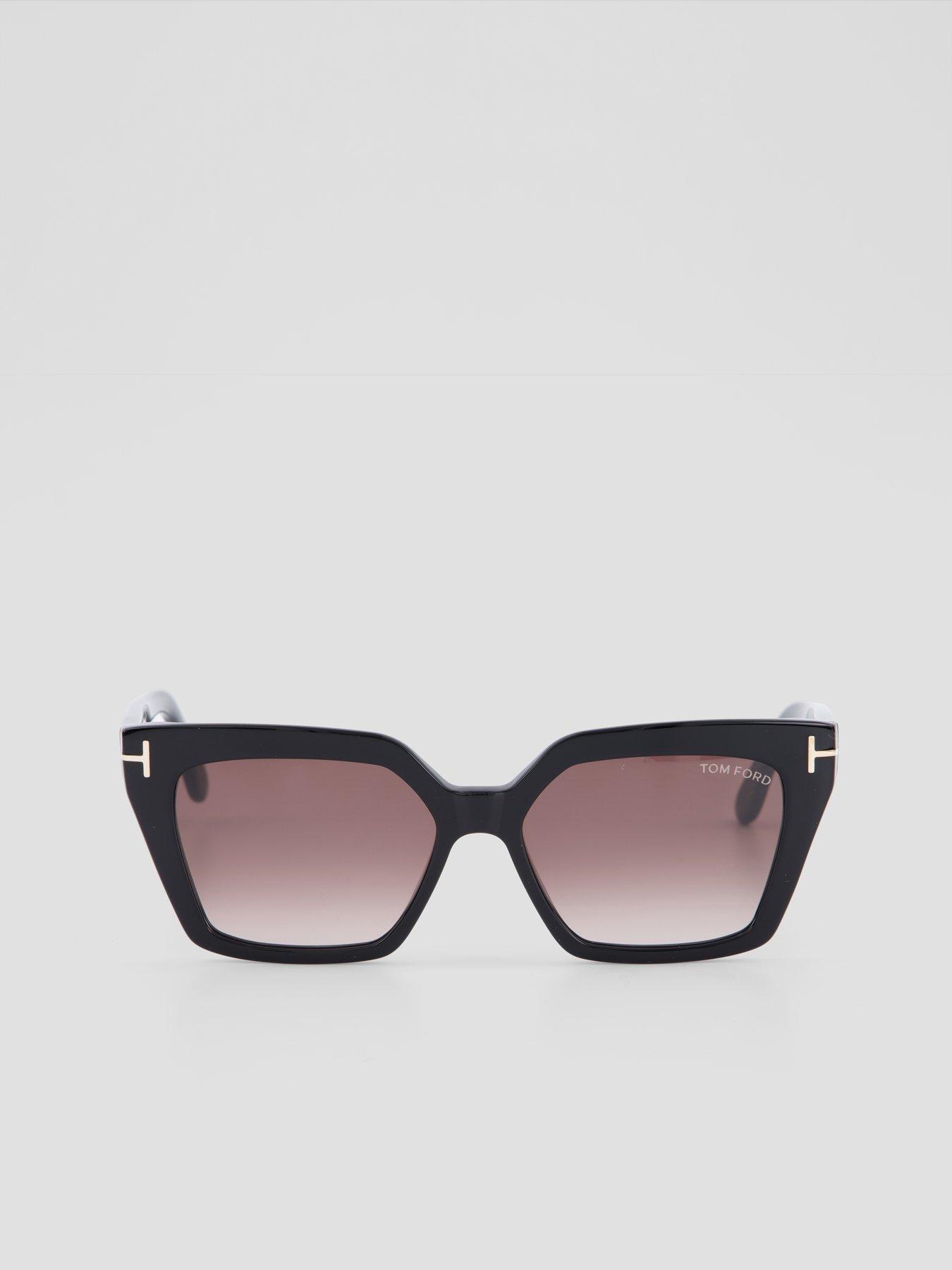Image 4 of 6 of Tom Ford Womens Cat-Eye Graduated Tint 100% UV Protection Sunglasses - Black
