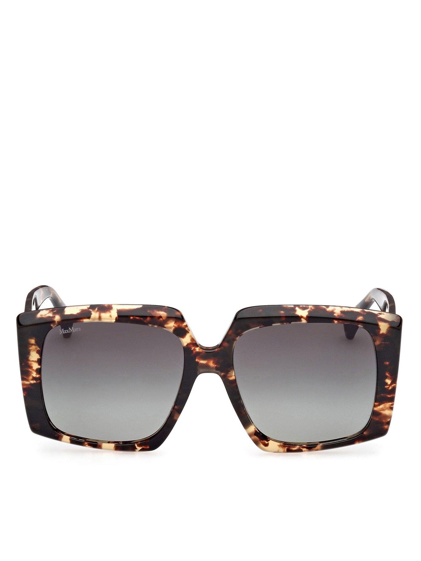  image of max-mara-dark-havana-geometric-sunglasses