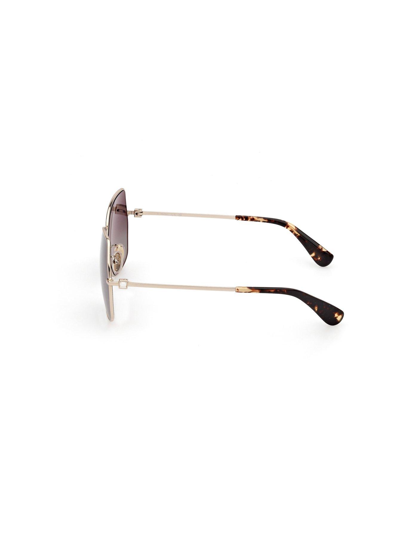  image of max-mara-gold-gradient-green-geometric-sunglasses