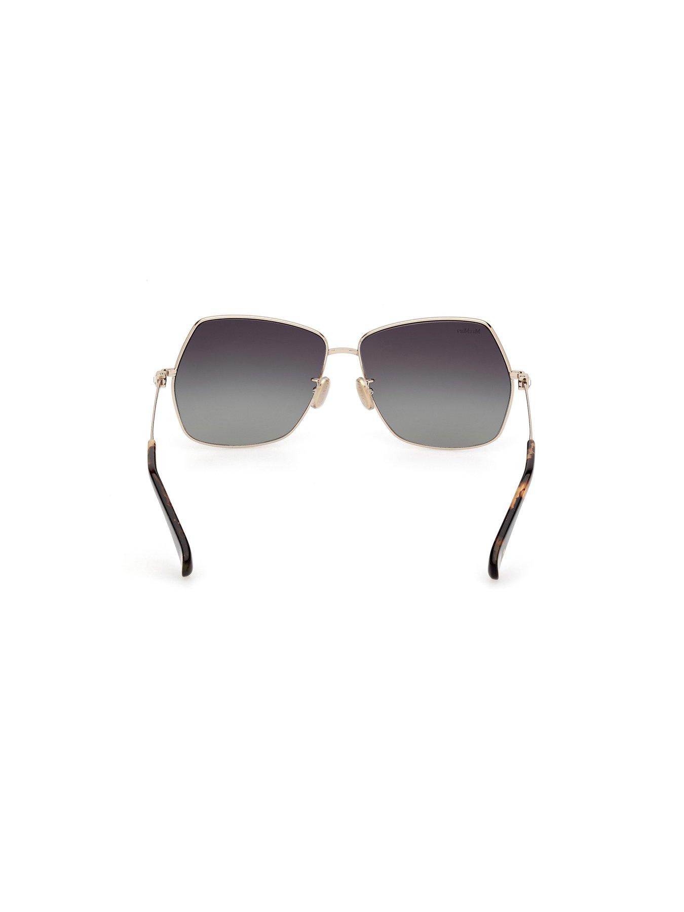  image of max-mara-gold-gradient-green-geometric-sunglasses