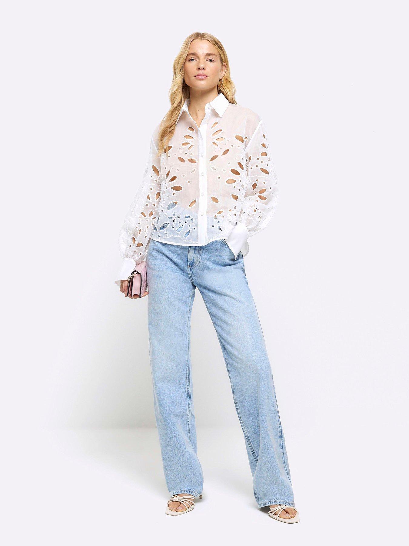 River island best sale white organza blouse